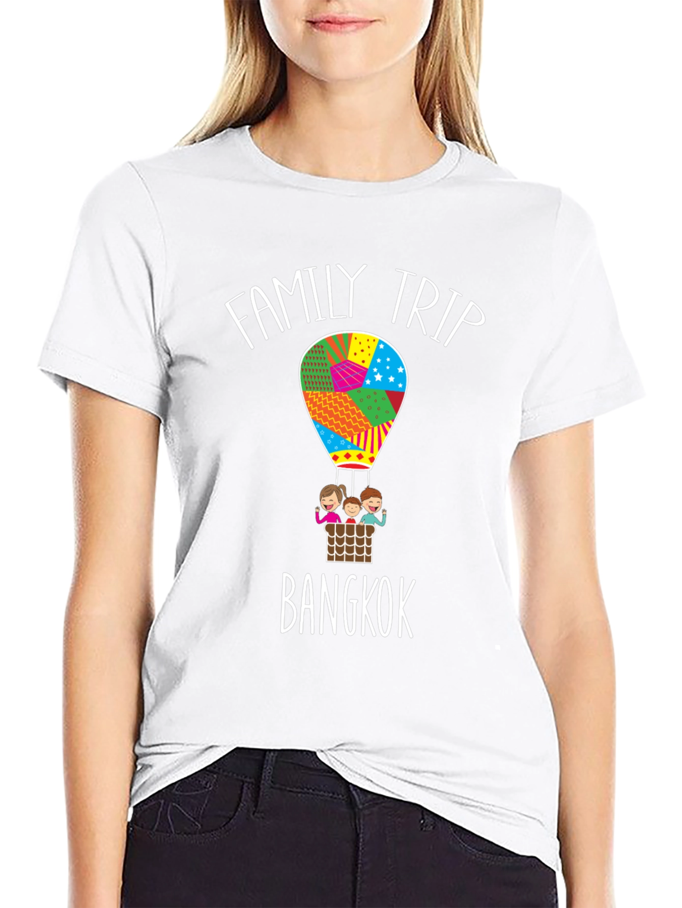 Black Family Trip Bangkok T-Shirt - Hot Air Balloon Design view 9