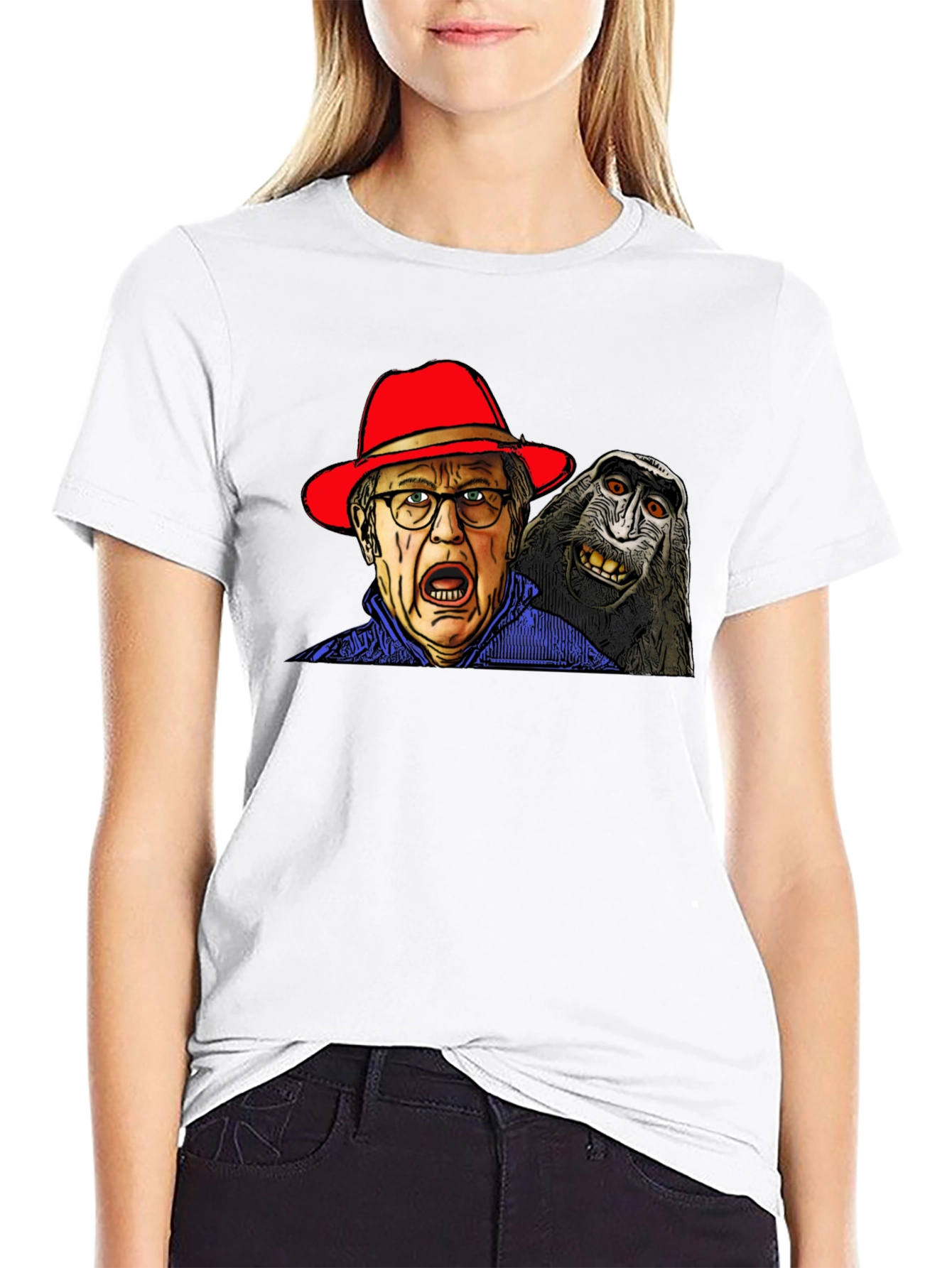 Black Strange Men's T-Shirt with Monkey view 9