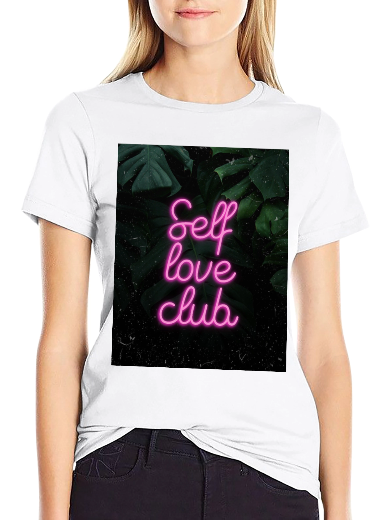 Black Self Love Club Graphic Tee - Black Cotton T-Shirt view 9