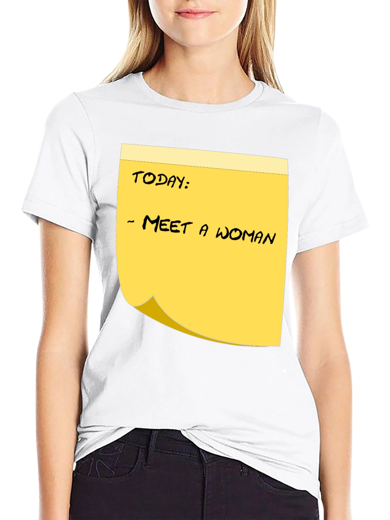 Black Meet a Woman T-Shirt - Funny Humor Note view 9