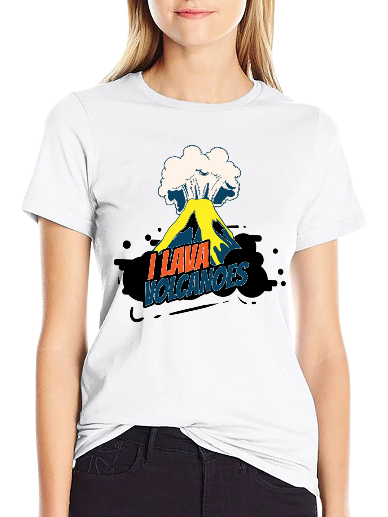 Black I Lava Volcanoes Funny Graphic Tee Shirt view 9