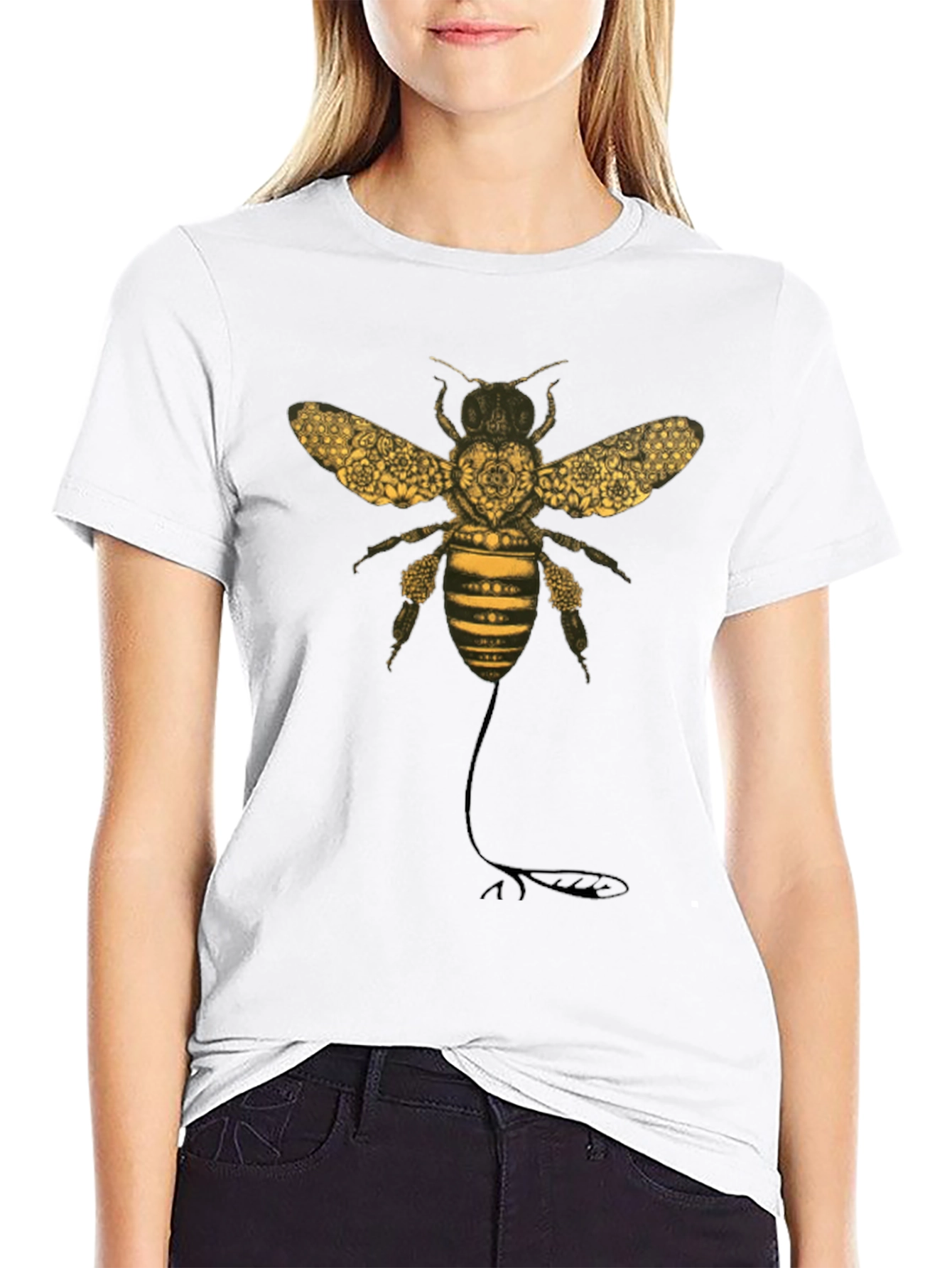 Black Bee Graphic T-Shirt - Black Cotton Blend view 9