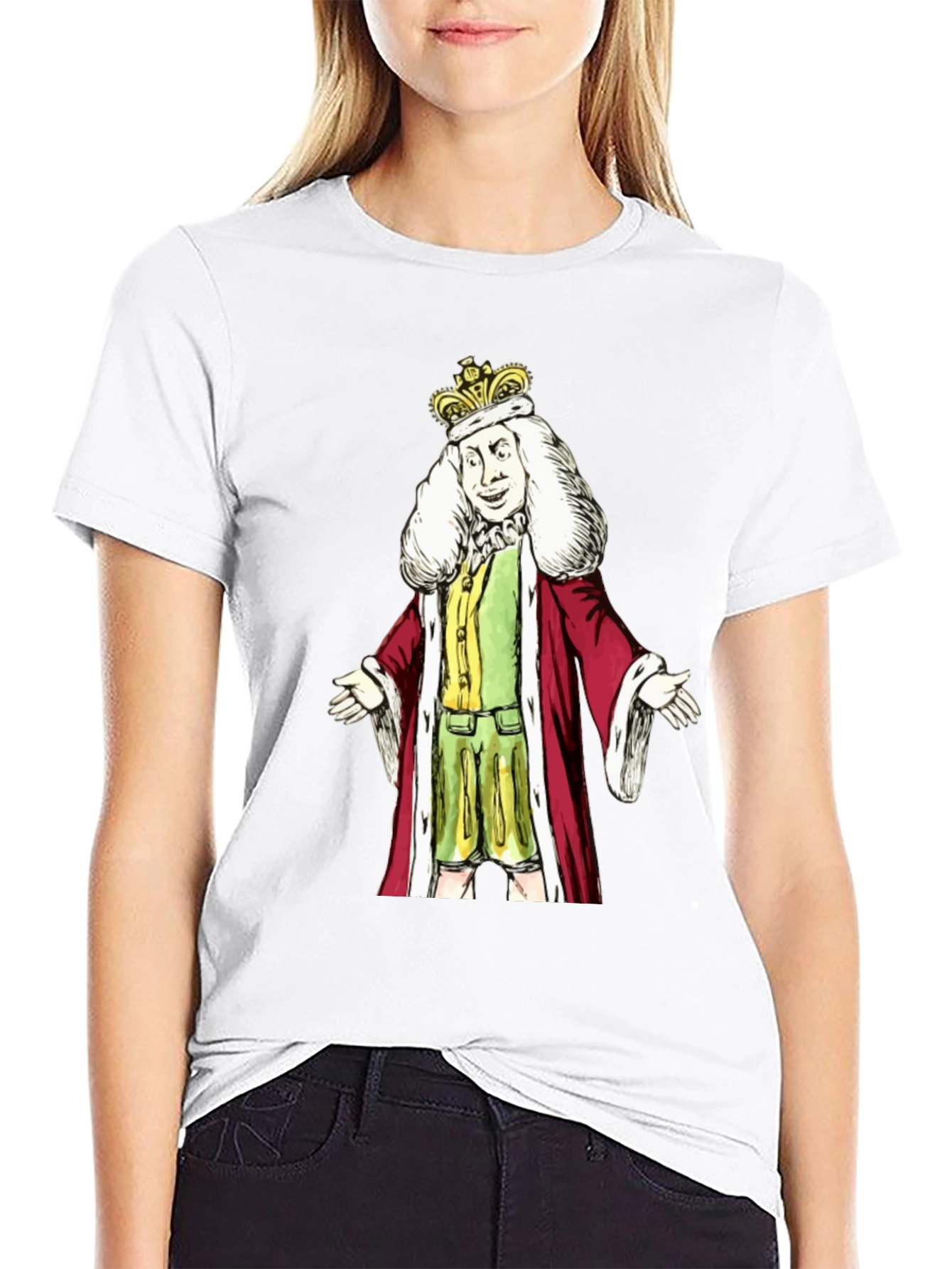 Black King Cartoon Graphic T-Shirt - Black Cotton Tee view 9