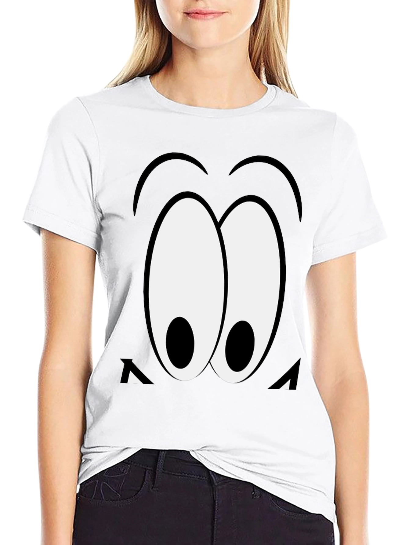 Black Cartoon Eyes Black T-Shirt view 9