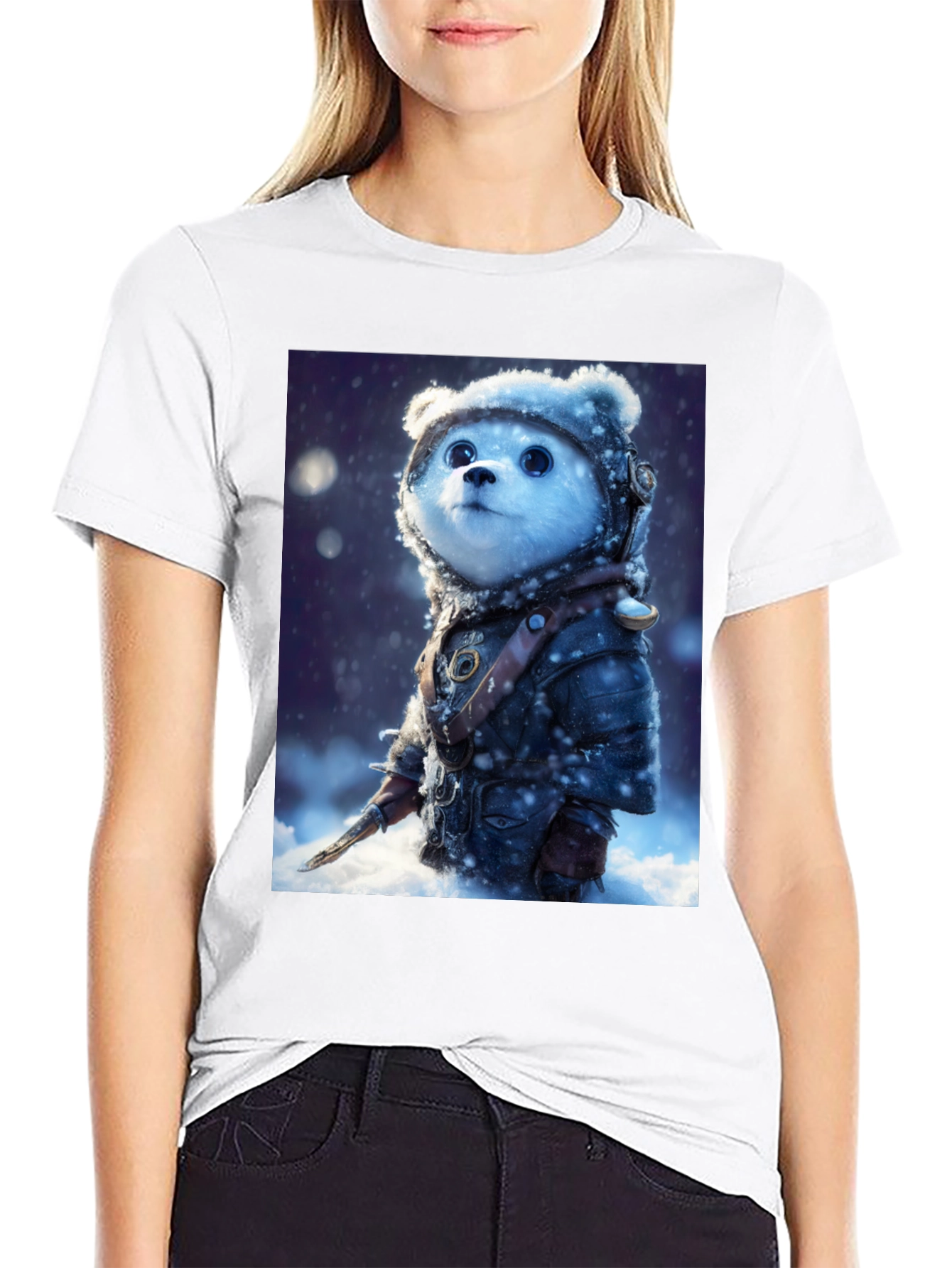 Black Bear Warrior T-Shirt - Snowy Adventure view 9