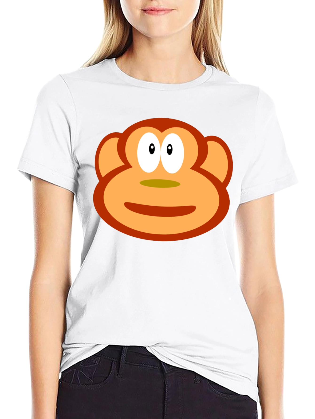 Black Funny Monkey Face Graphic Black T-Shirt view 9