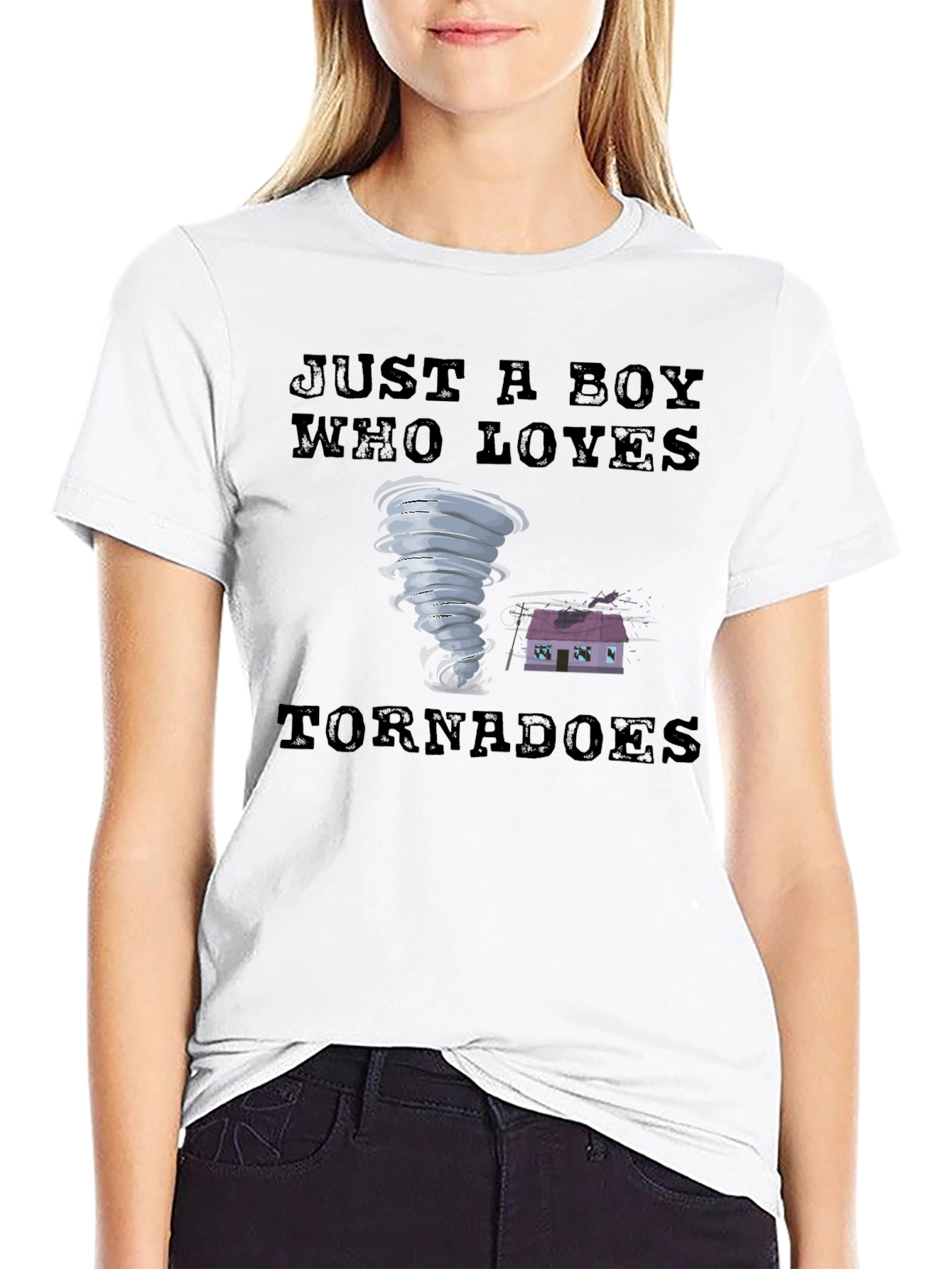 Black Just a Boy Who Loves Tornadoes T-Shirt view 9