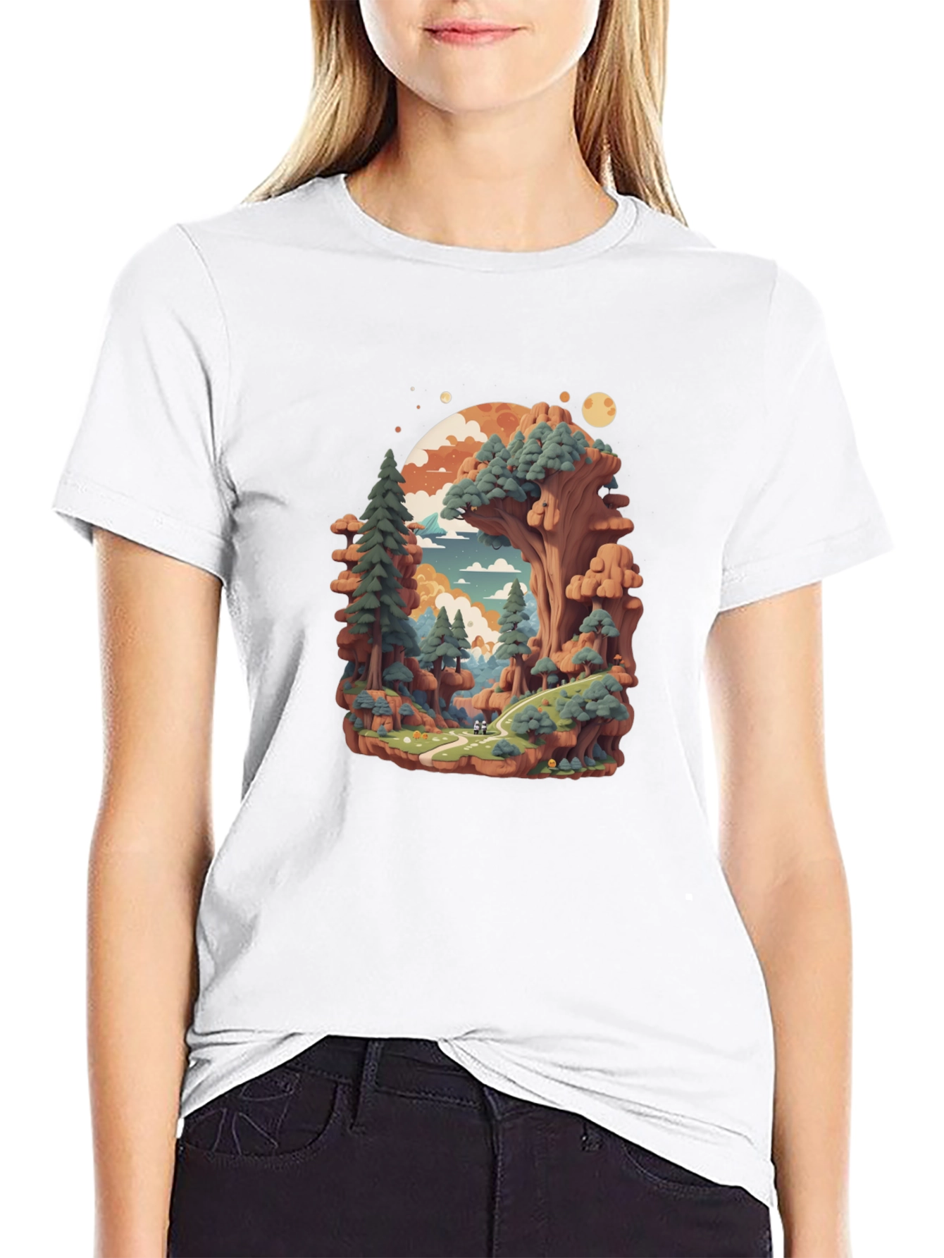 Black Nature Landscape Graphic Tee view 9