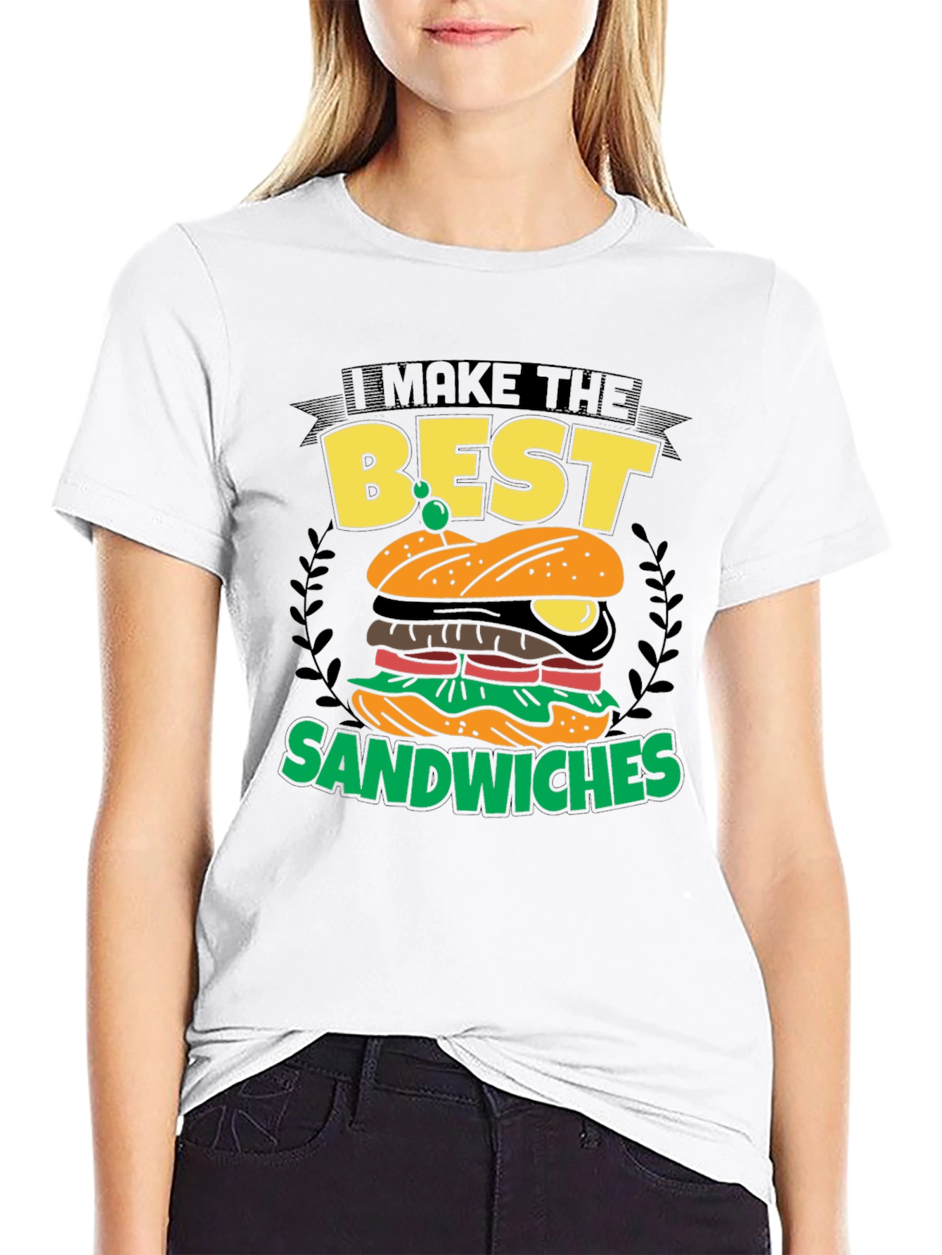 Black I Make the Best Sandwiches Black Graphic T-Shirt view 9
