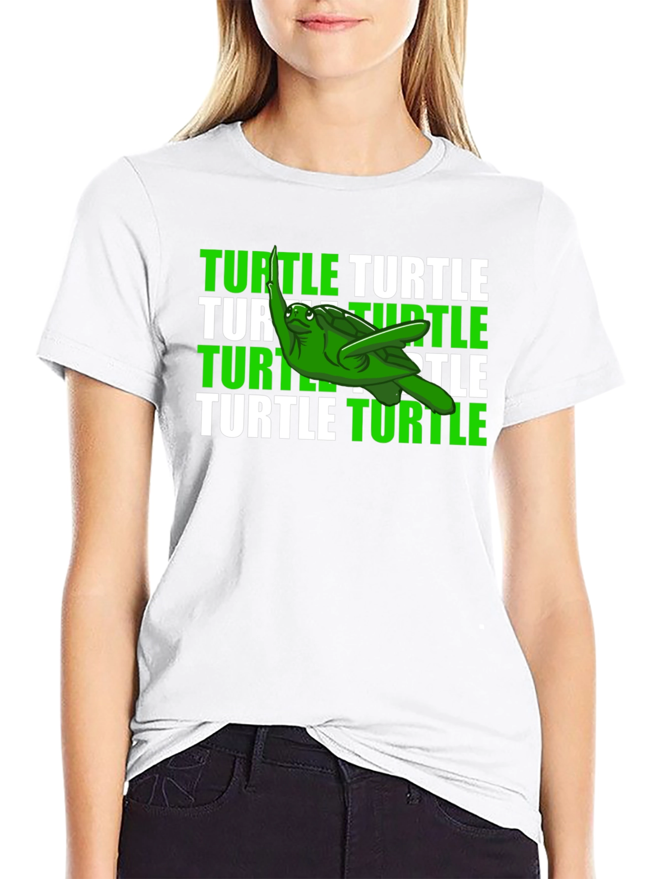 Black Funny Turtle T-Shirt - Green Sea Turtle Graphic Tee view 9