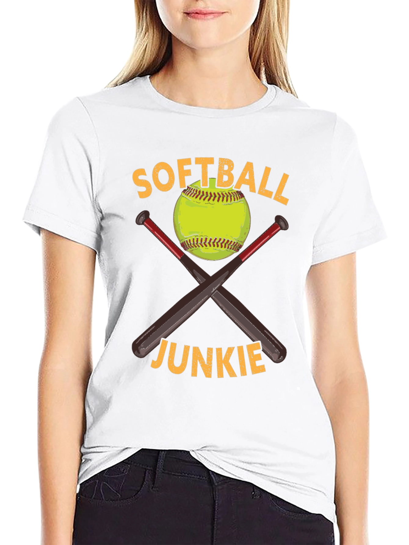 Black Softball Junkie Graphic Tee view 9