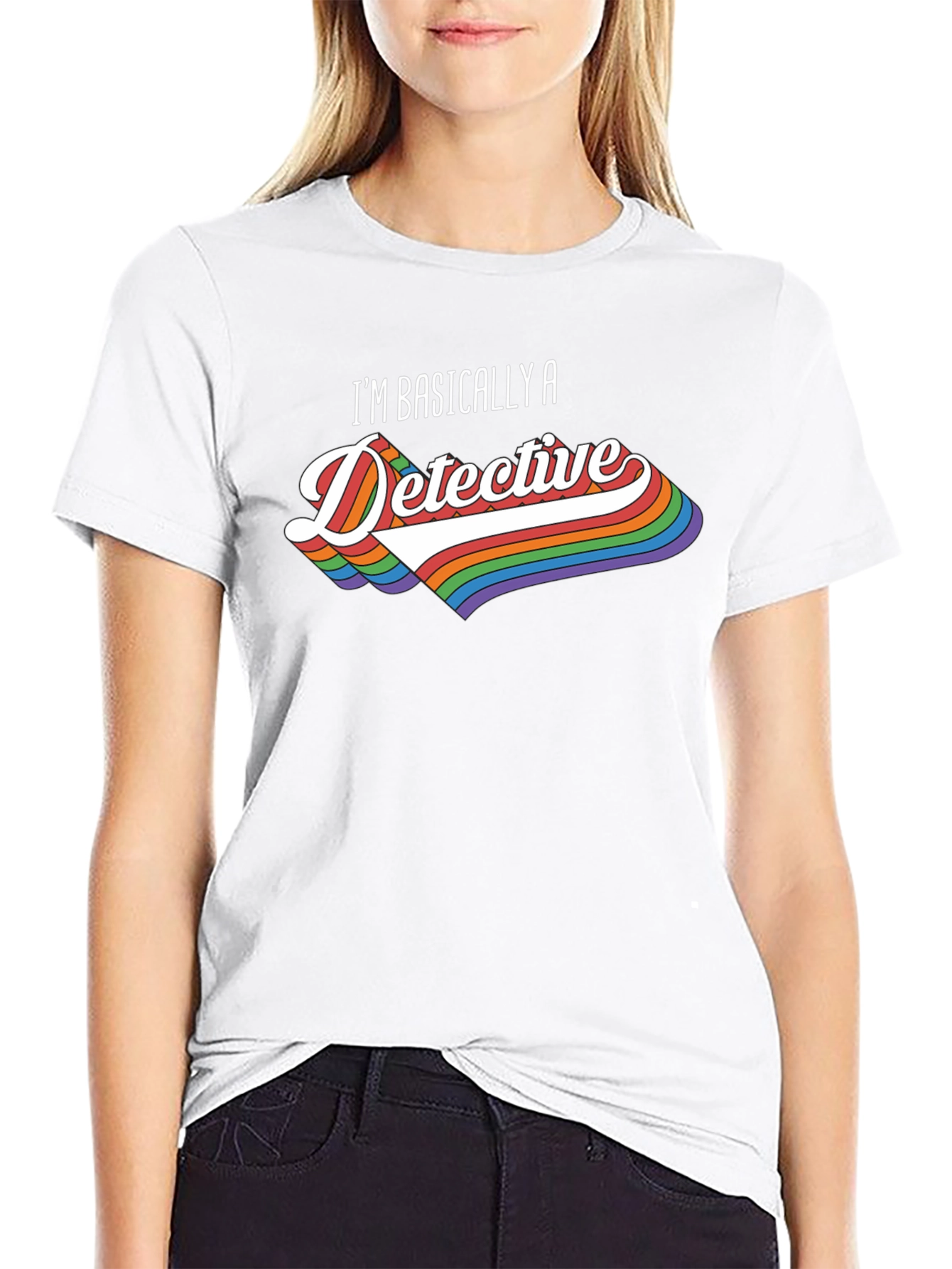 Black Detective Rainbow Graphic T-Shirt view 9