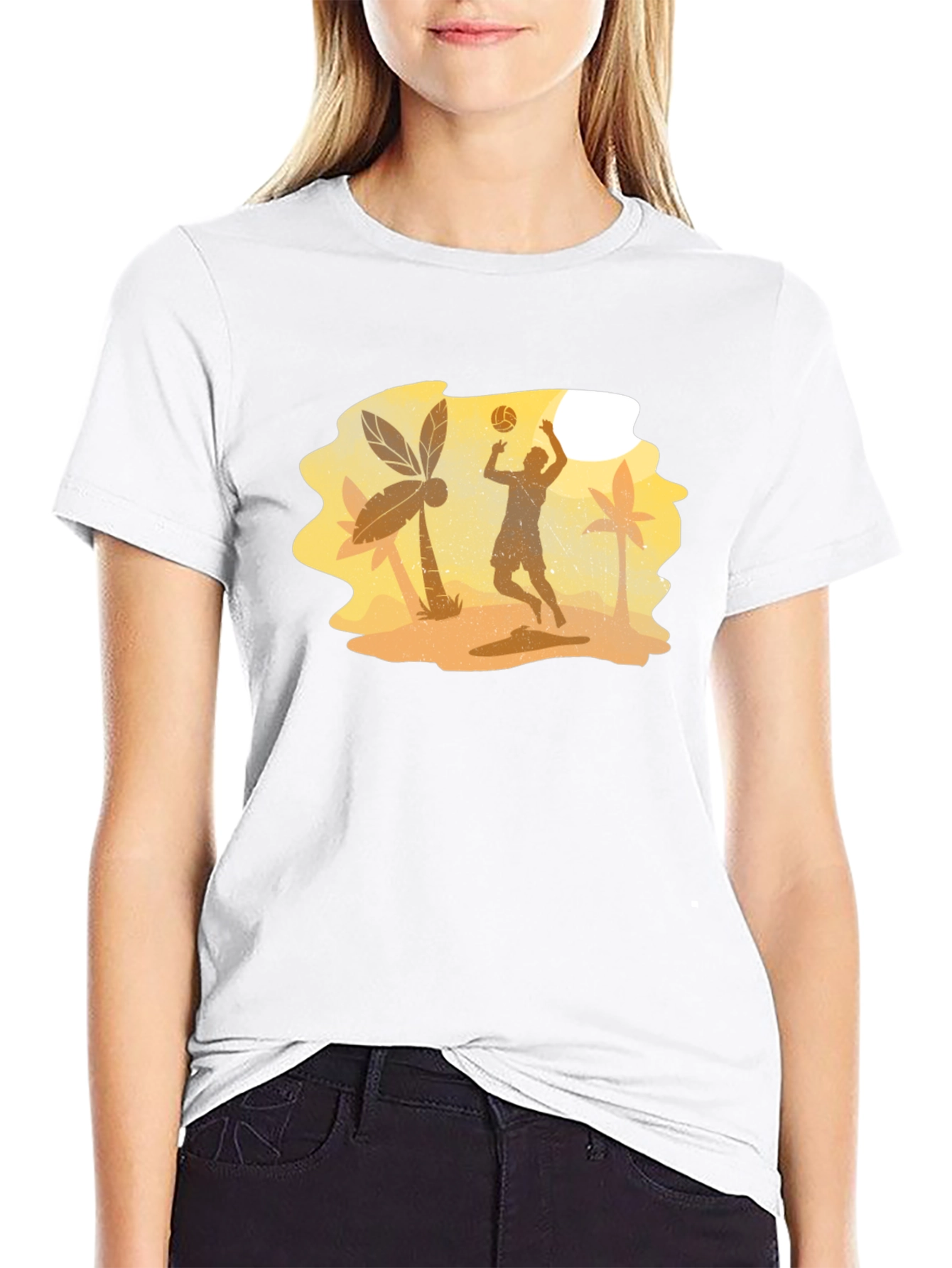 Black Beach Volleyball Player Graphic Tee view 9