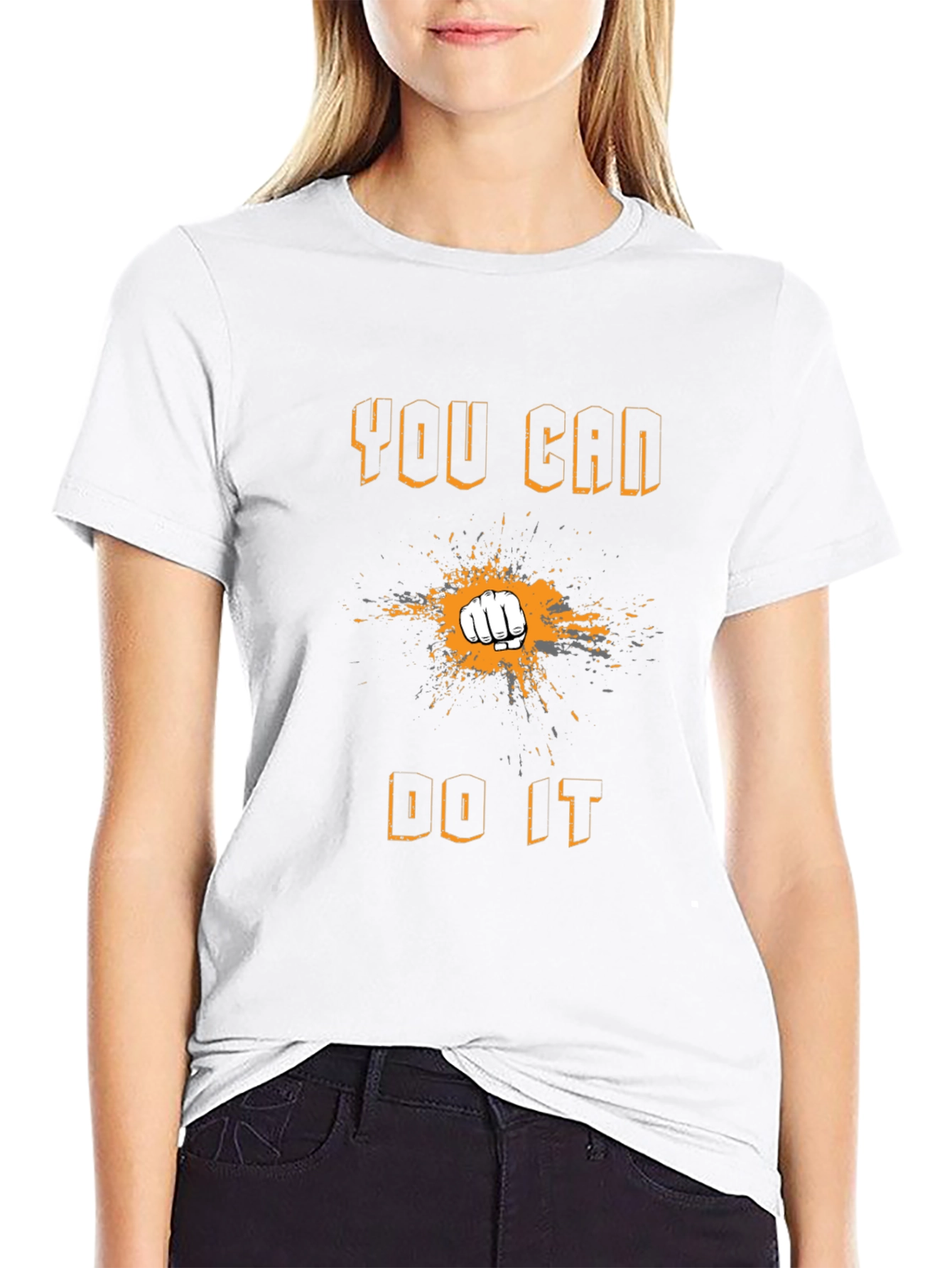 Black Motivational 'You Can Do It' Graphic Tee view 9