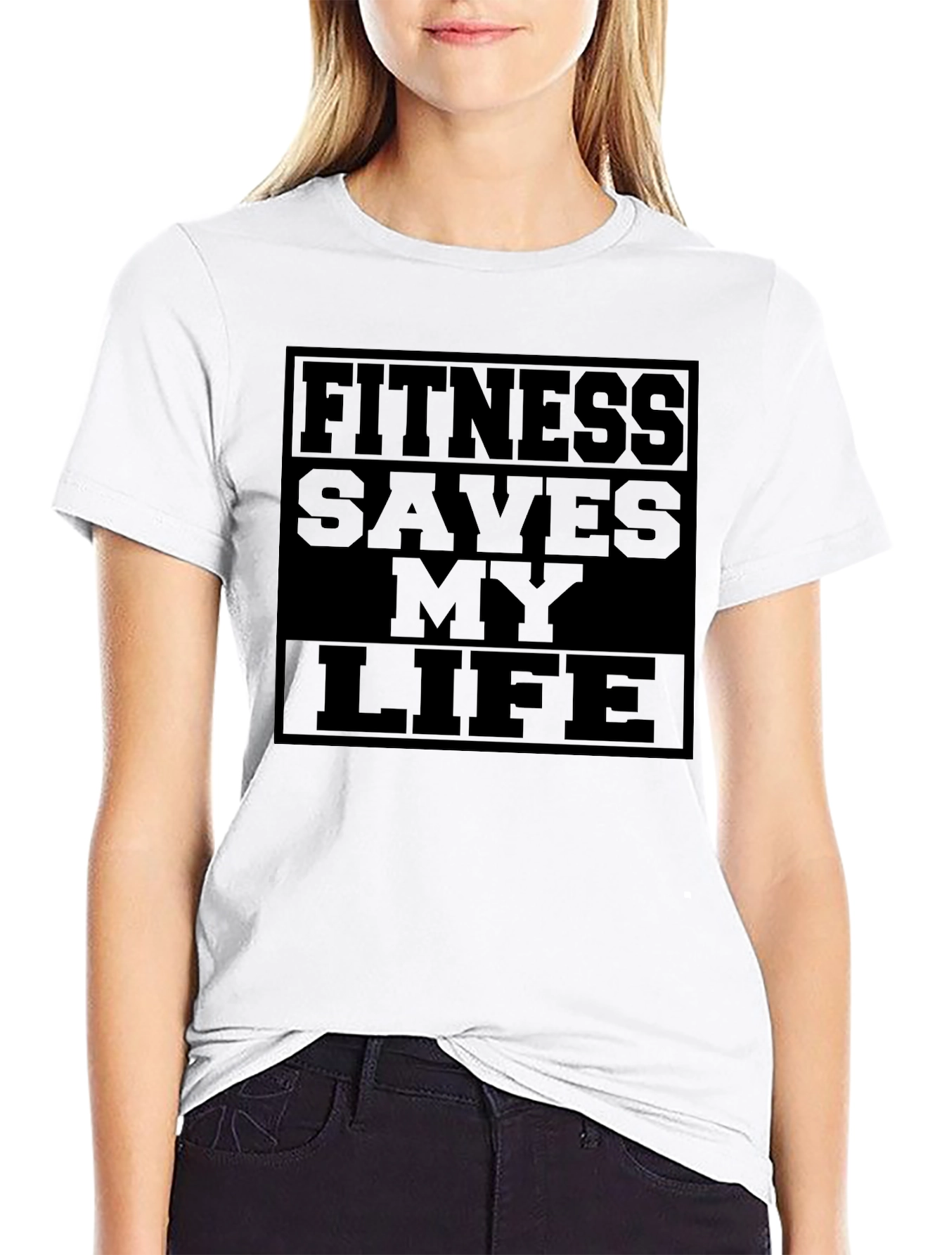 Black Fitness Saves My Life T-Shirt - Black Gym Motivation Tee view 9