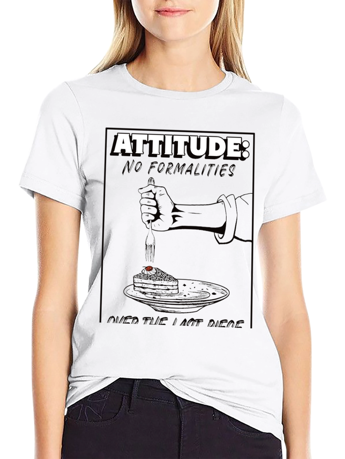 Black Attitude T-Shirt: No Formalities Cake Design view 9