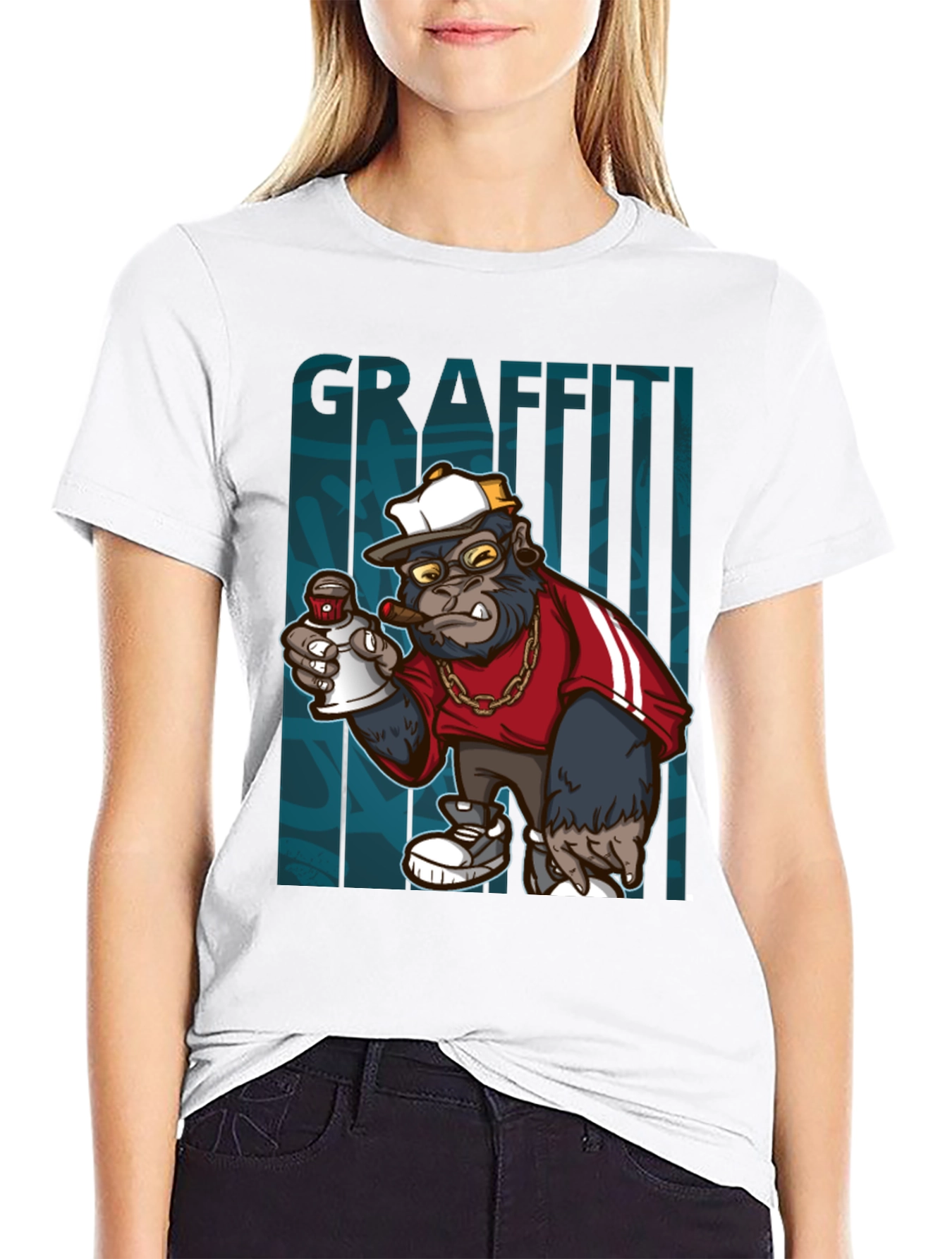 Black Graffiti Gorilla T-Shirt - Urban Style Tee view 9