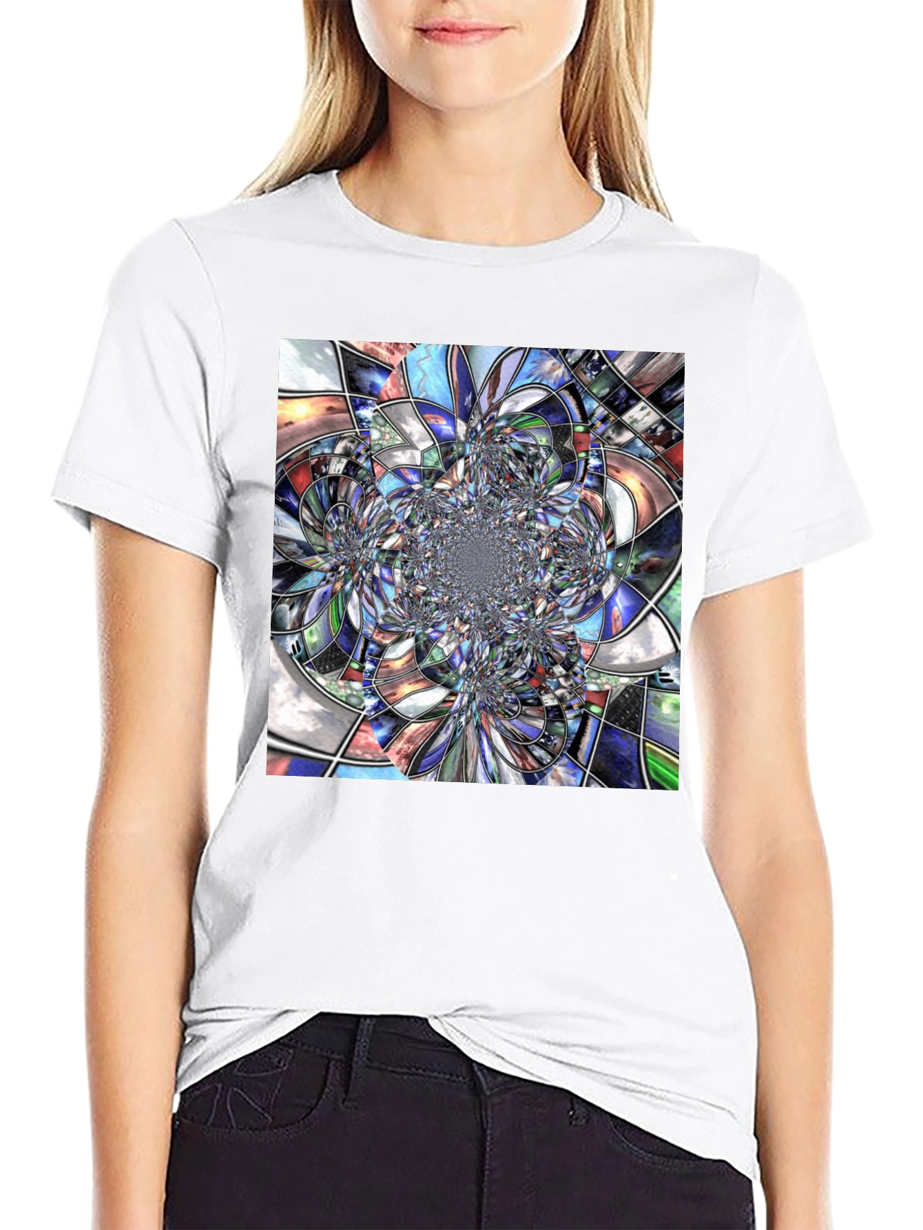 Abstract Fractal Art Black T-Shirt - 9