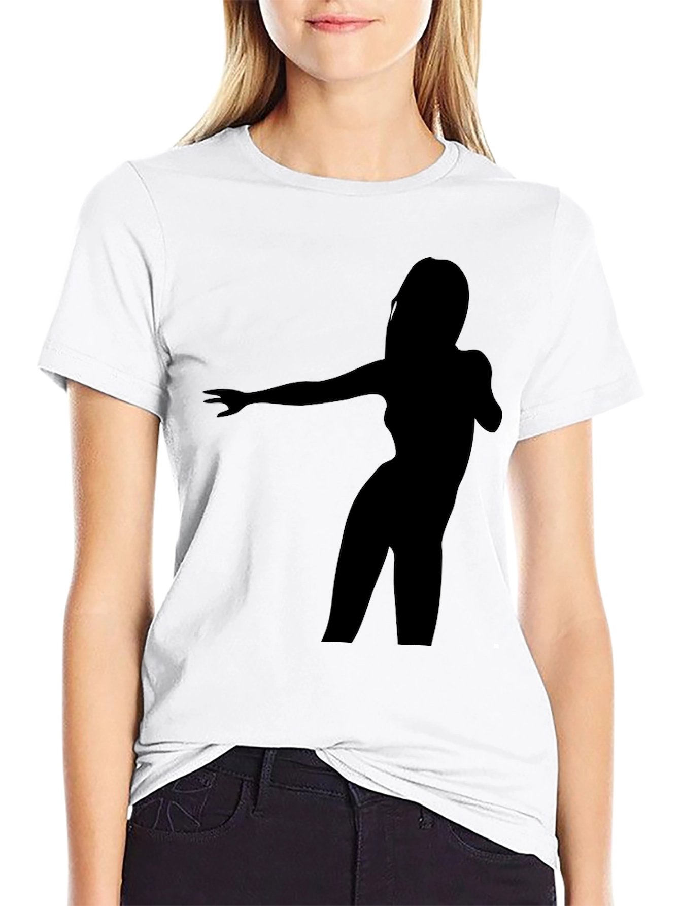 Black Silhouette Dancer Graphic Tee - Black Cotton Blend view 9