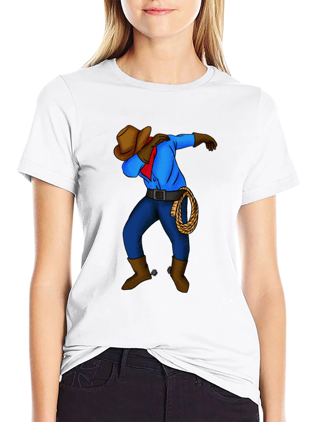 Black Dabbing Cowboy Graphic T-Shirt view 9