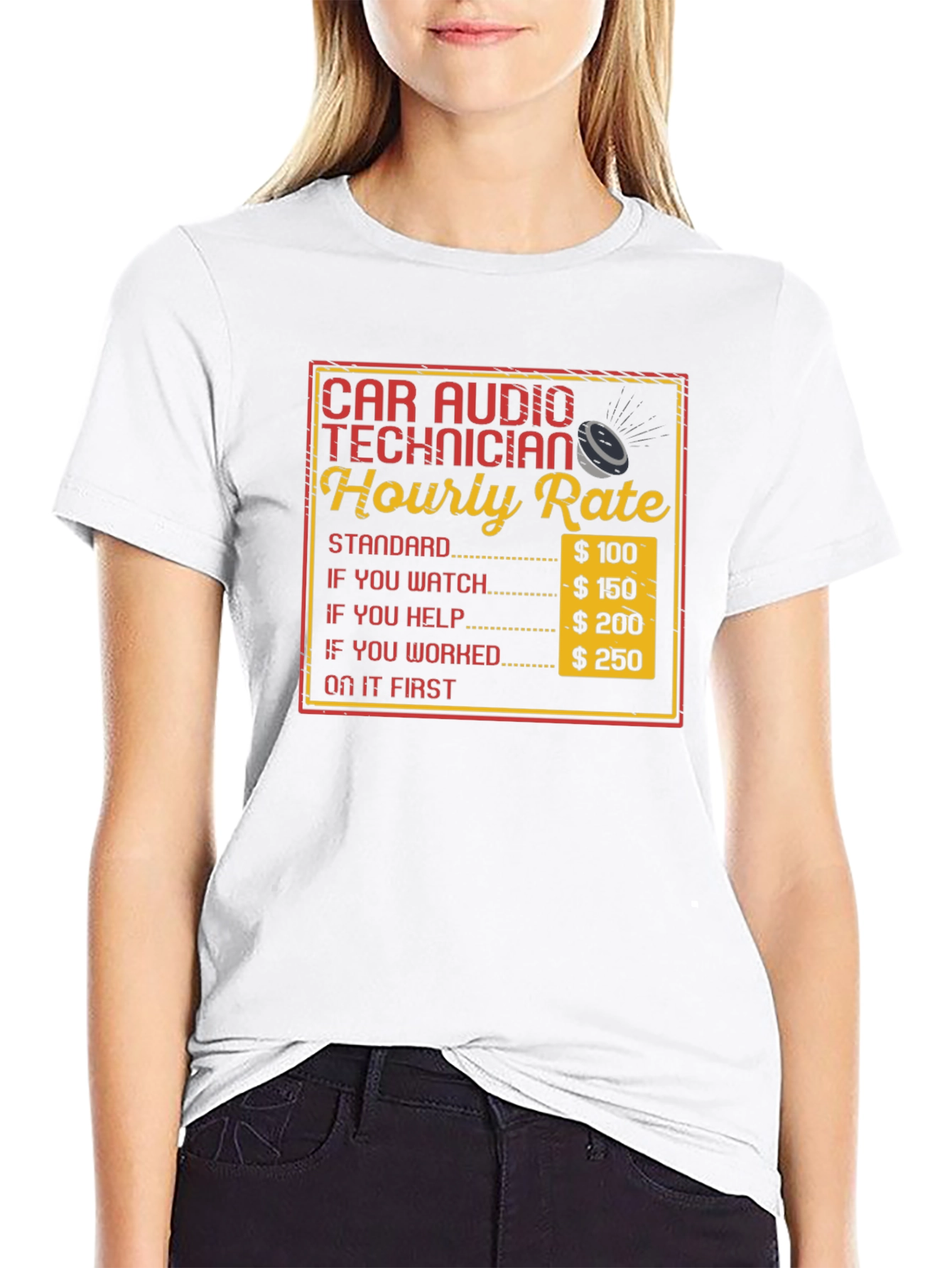 Black Car Audio Technician Hourly Rate T-Shirt view 9