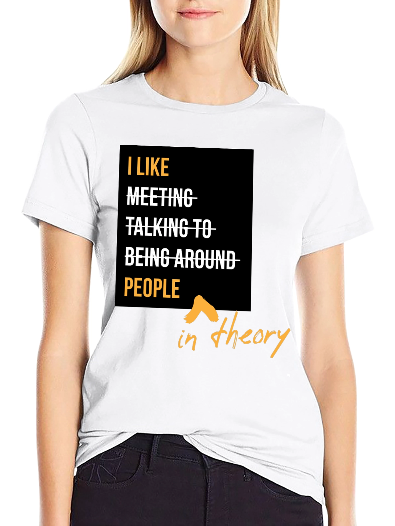 Black I Like People In Theory Graphic T-Shirt view 9