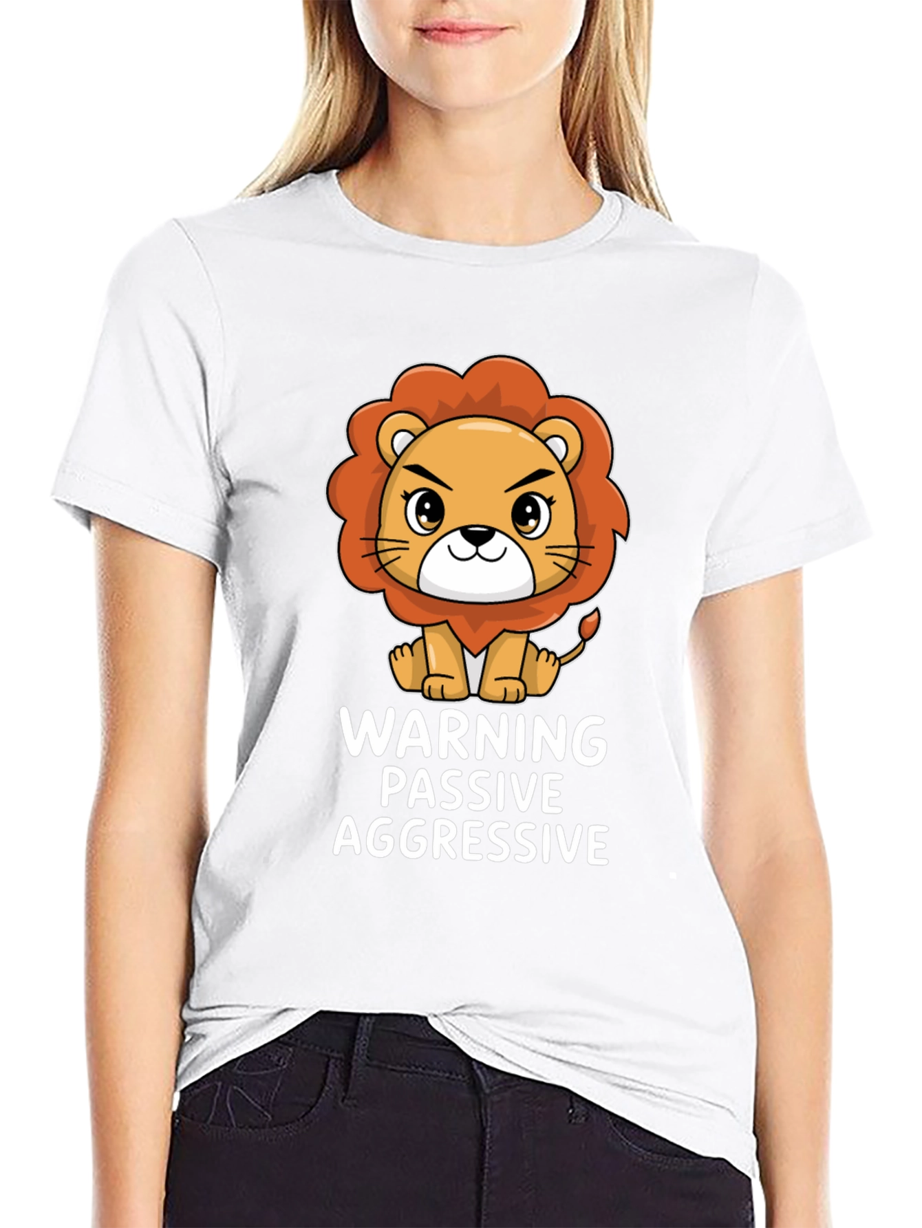 Black Warning Passive Aggressive Lion T-Shirt view 9