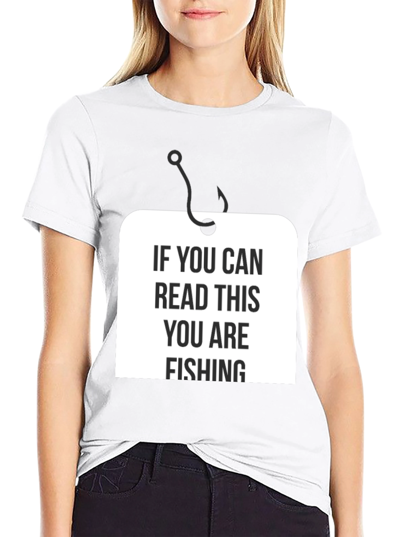 Black Funny Fishing T-Shirt - "If You Can Read This You Are Fishing" view 9