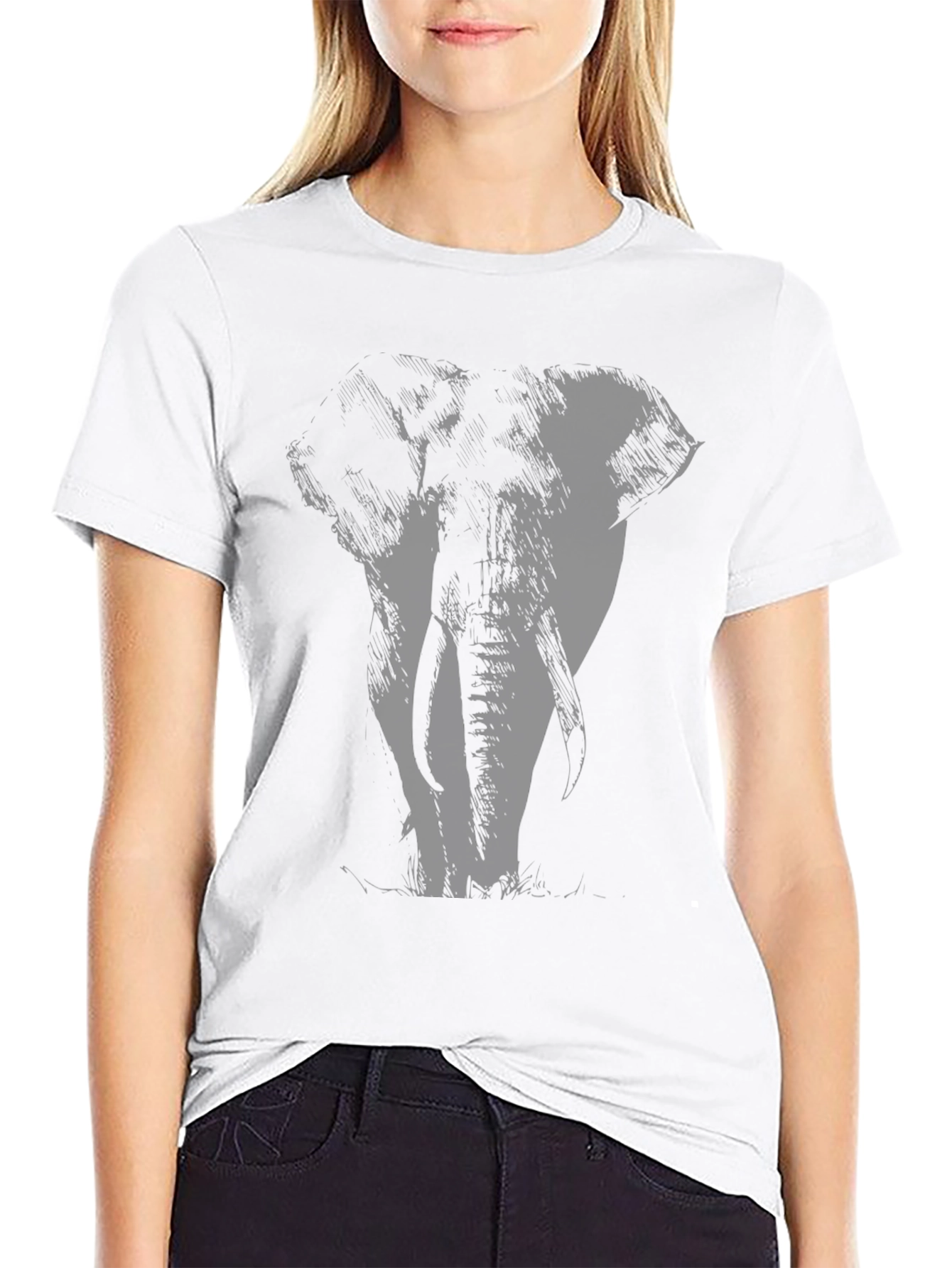 Black Elephant Graphic Print Black T-Shirt view 9