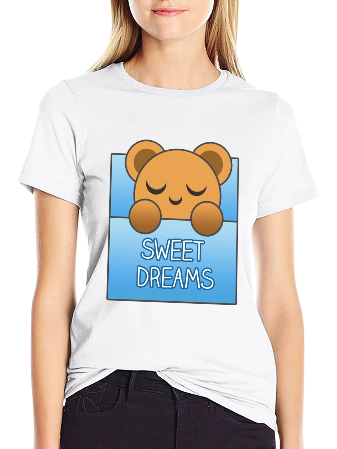 Black Sweet Dreams Bear Graphic Tee - Soft Cotton view 9