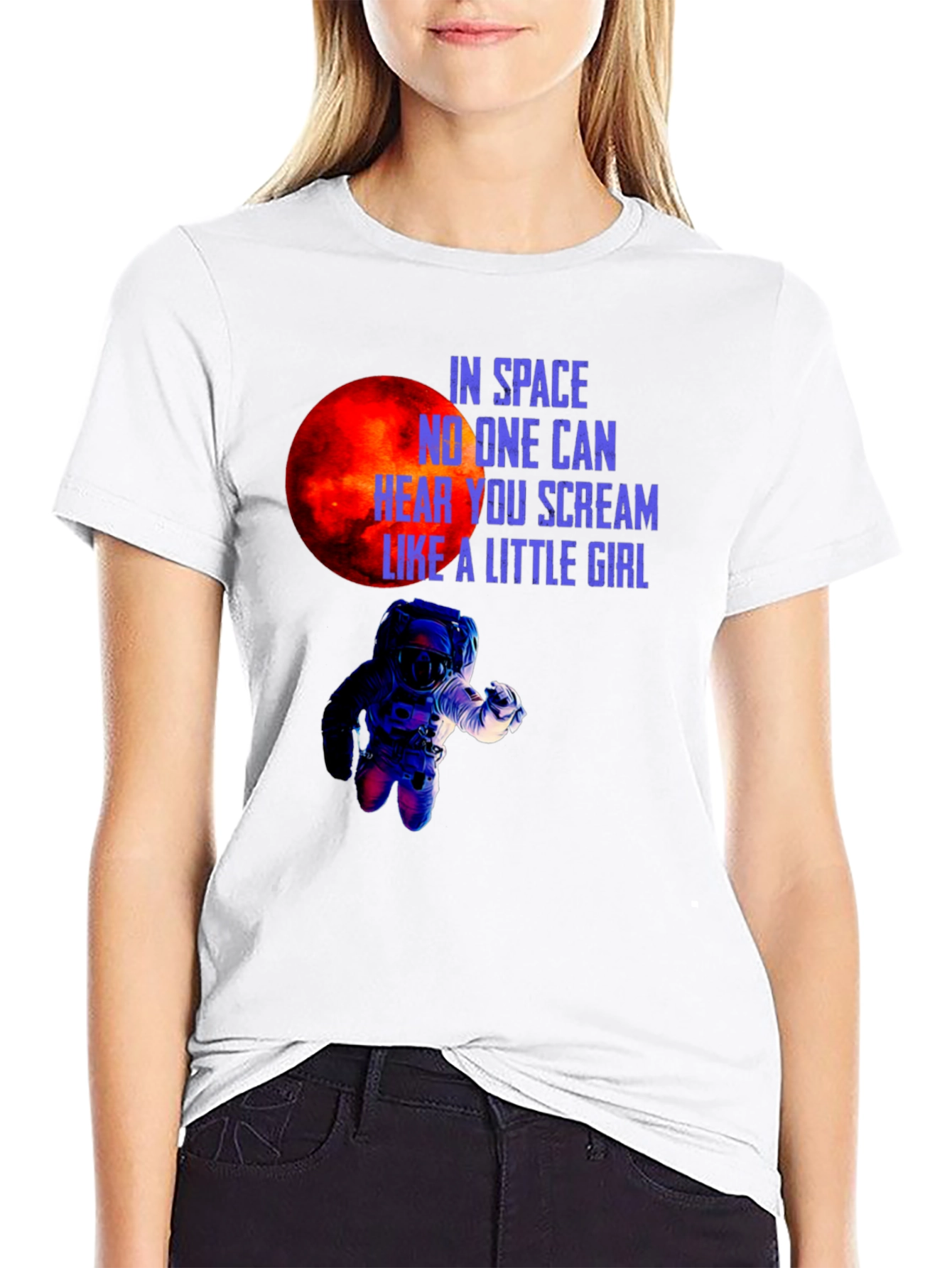 Black Space Scream Graphic Tee - Black Cotton T-Shirt view 9