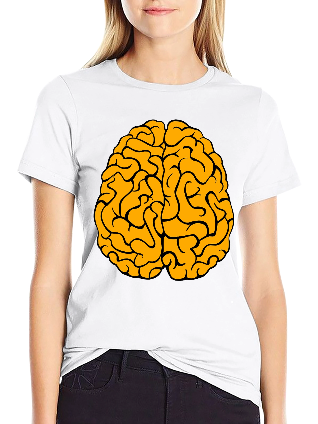Black Brain Graphic Tee - Black Cotton Crew Neck T-Shirt view 9