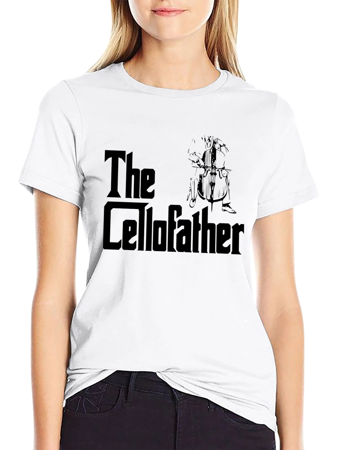 Black The Cellofather T-Shirt - Music Lover's Tee view 9