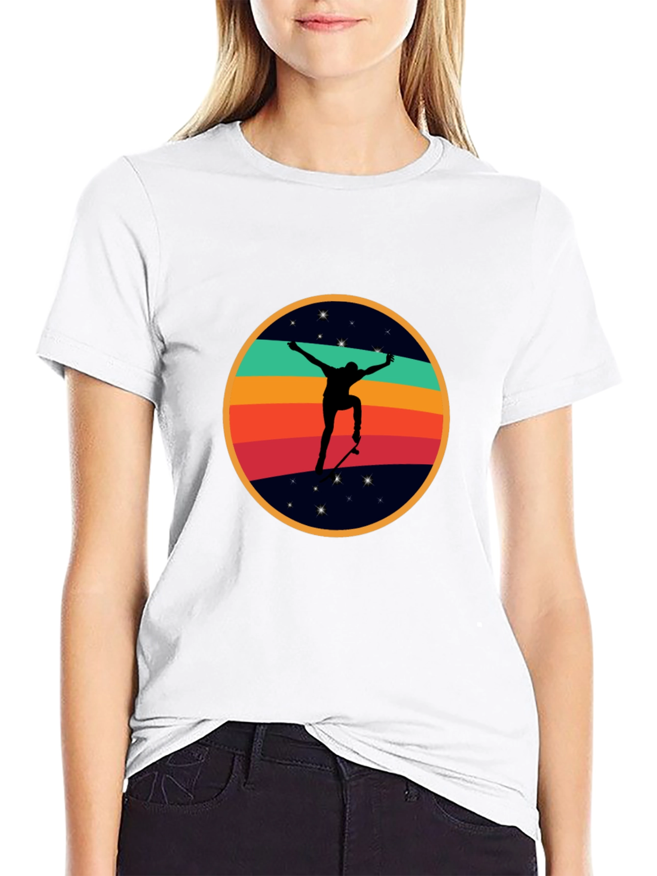 Black Retro Skateboarder Graphic T-Shirt - Cool & Stylish view 9
