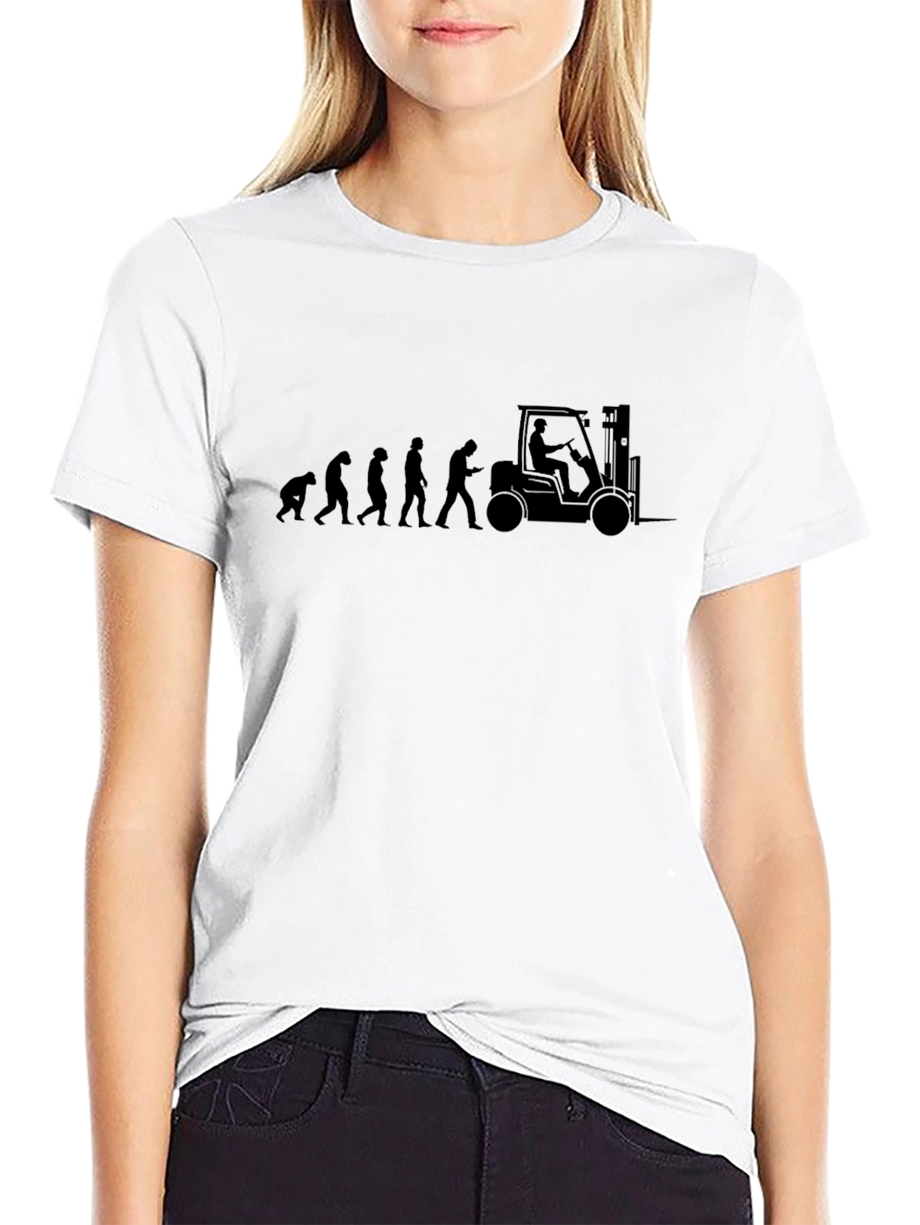 Black Evolution of Forklift Black Graphic Tee view 9