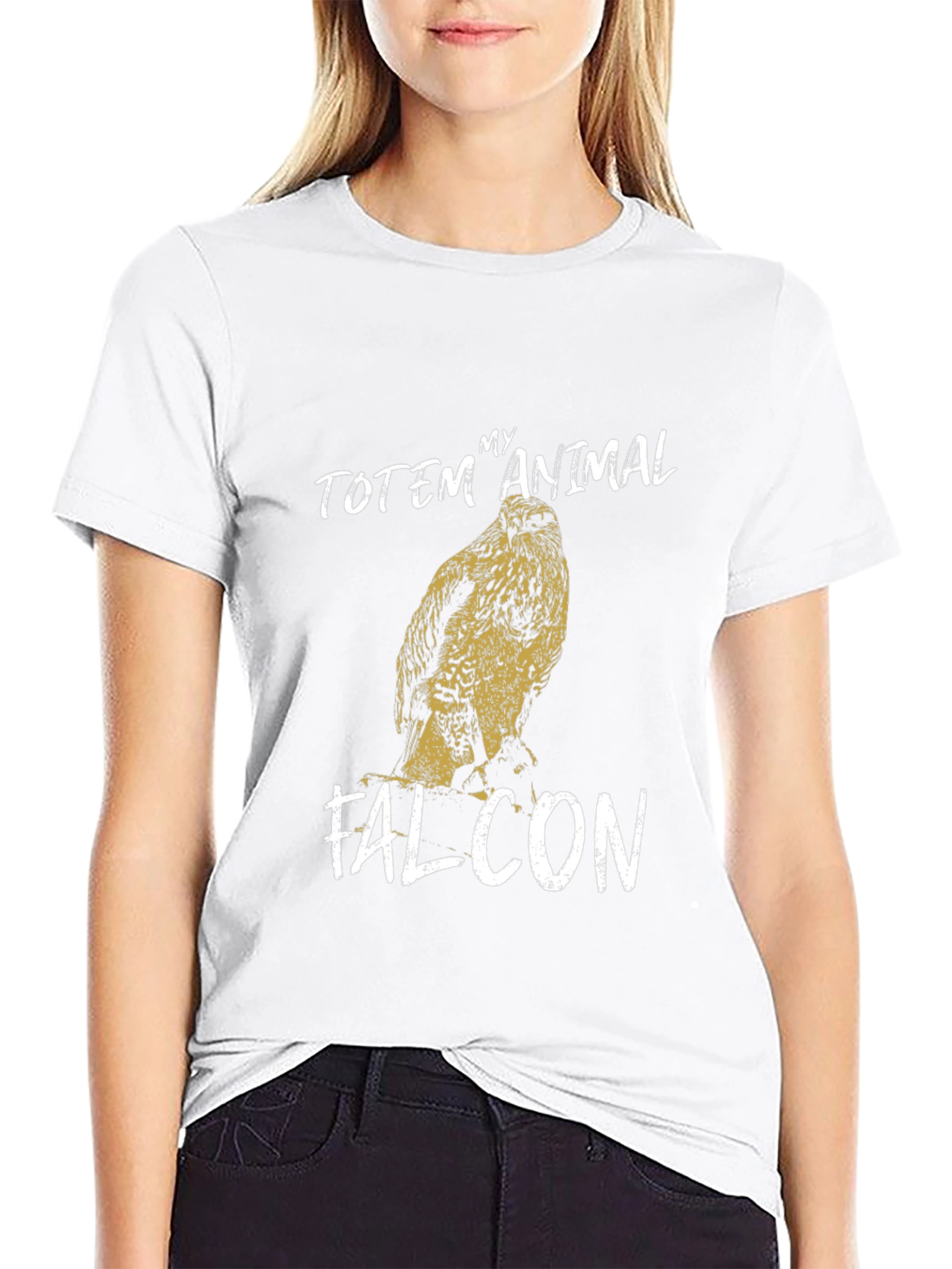 Black Falcon Totem Animal Graphic Tee - Black view 9