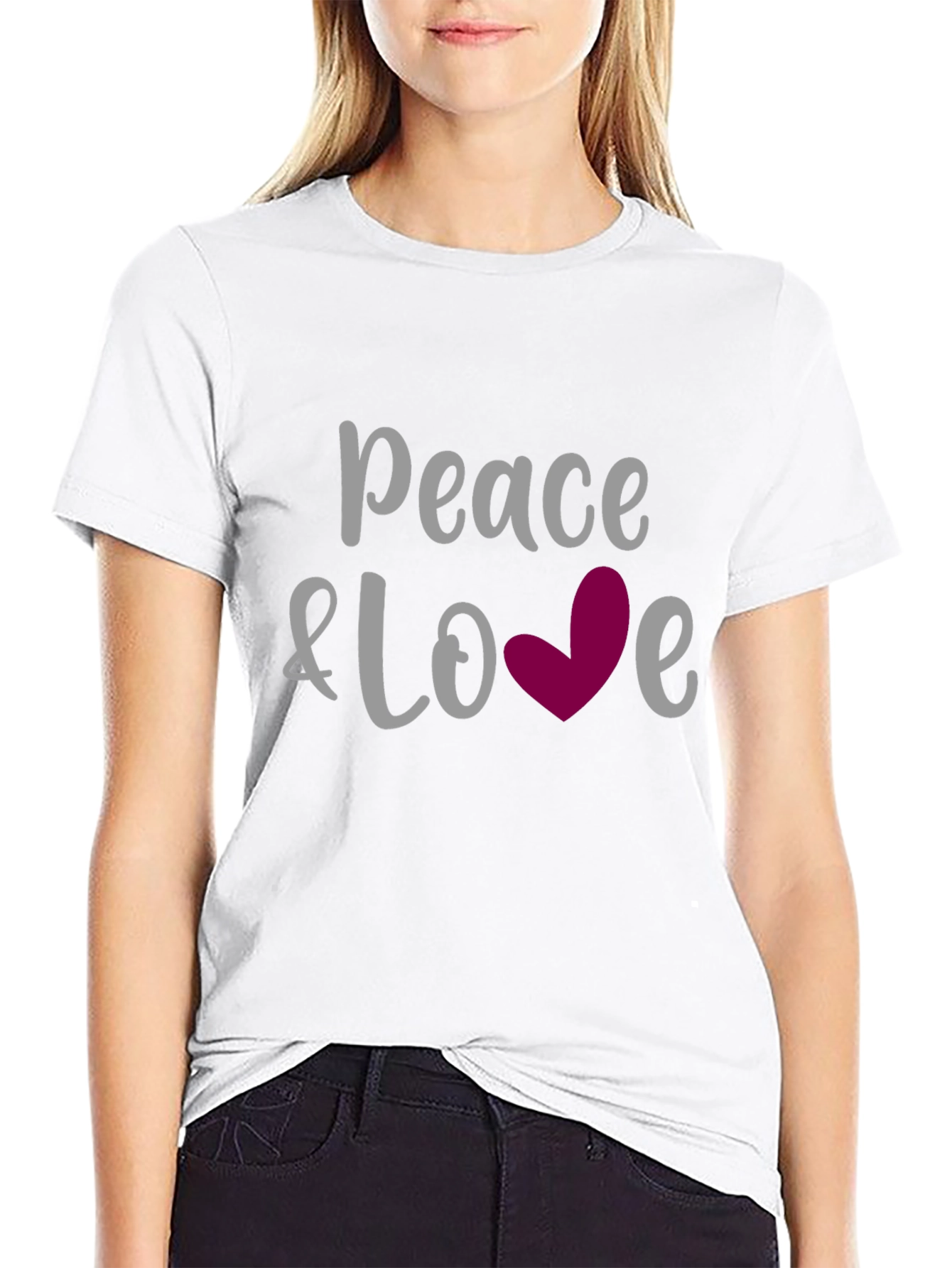 Black Peace & Love Graphic Tee - Soft Cotton Blend view 9