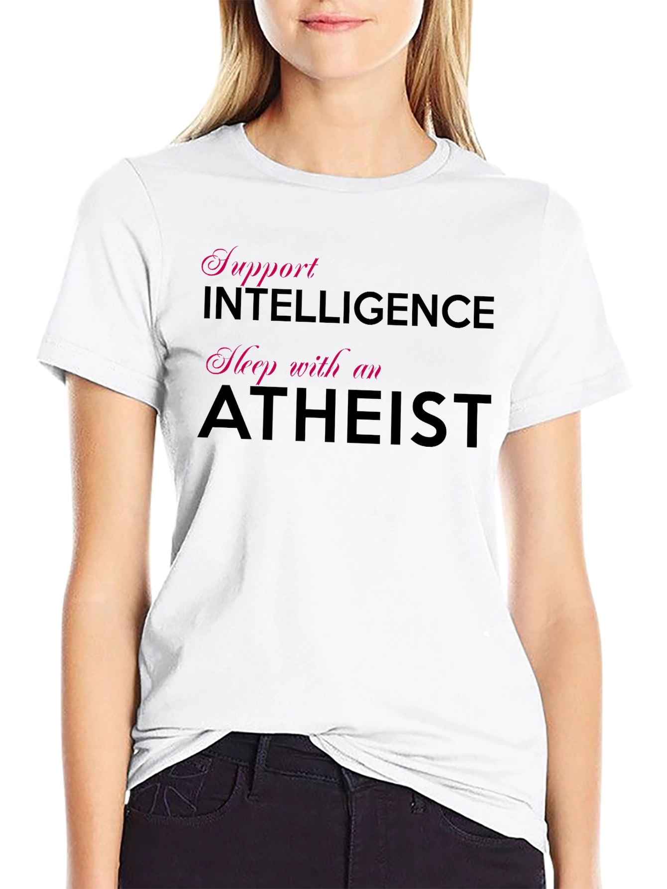 Black Support Intelligence, Sleep with an Atheist T-Shirt view 9