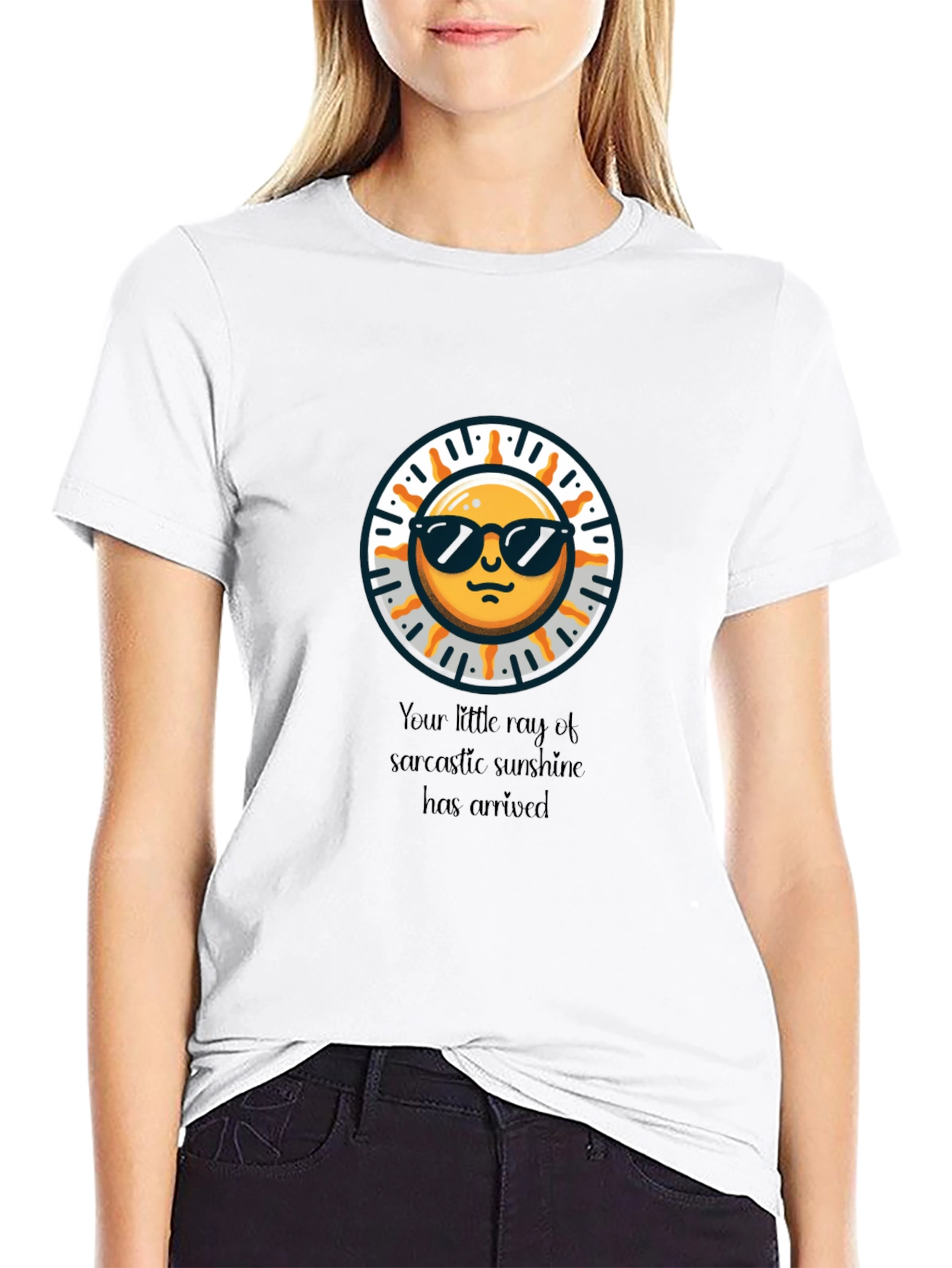 Black Sarcastic Sunshine Graphic Tee - Black Cotton T-Shirt view 9