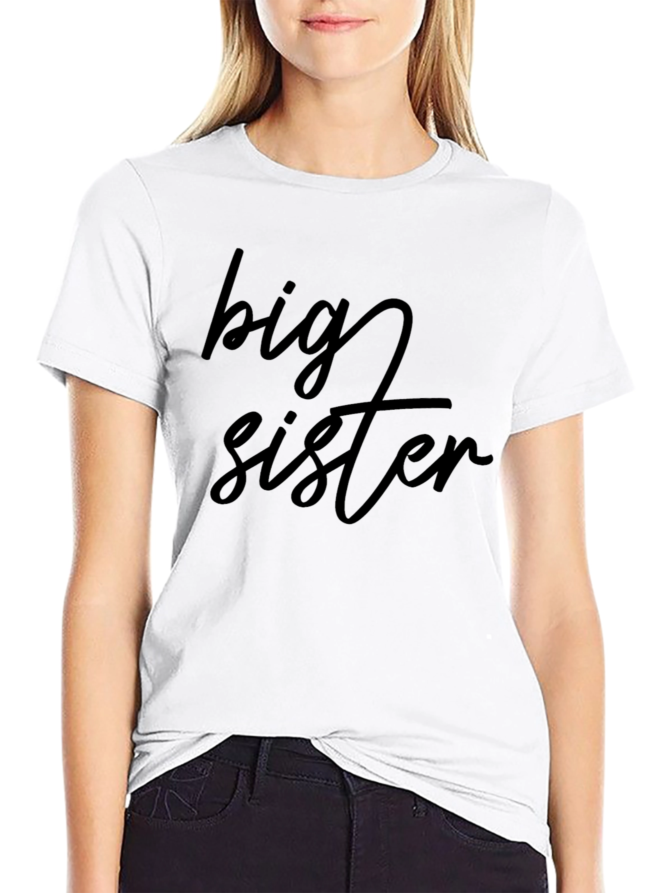 Black Big Sister Tee - Cute Family Matching T-Shirt view 9
