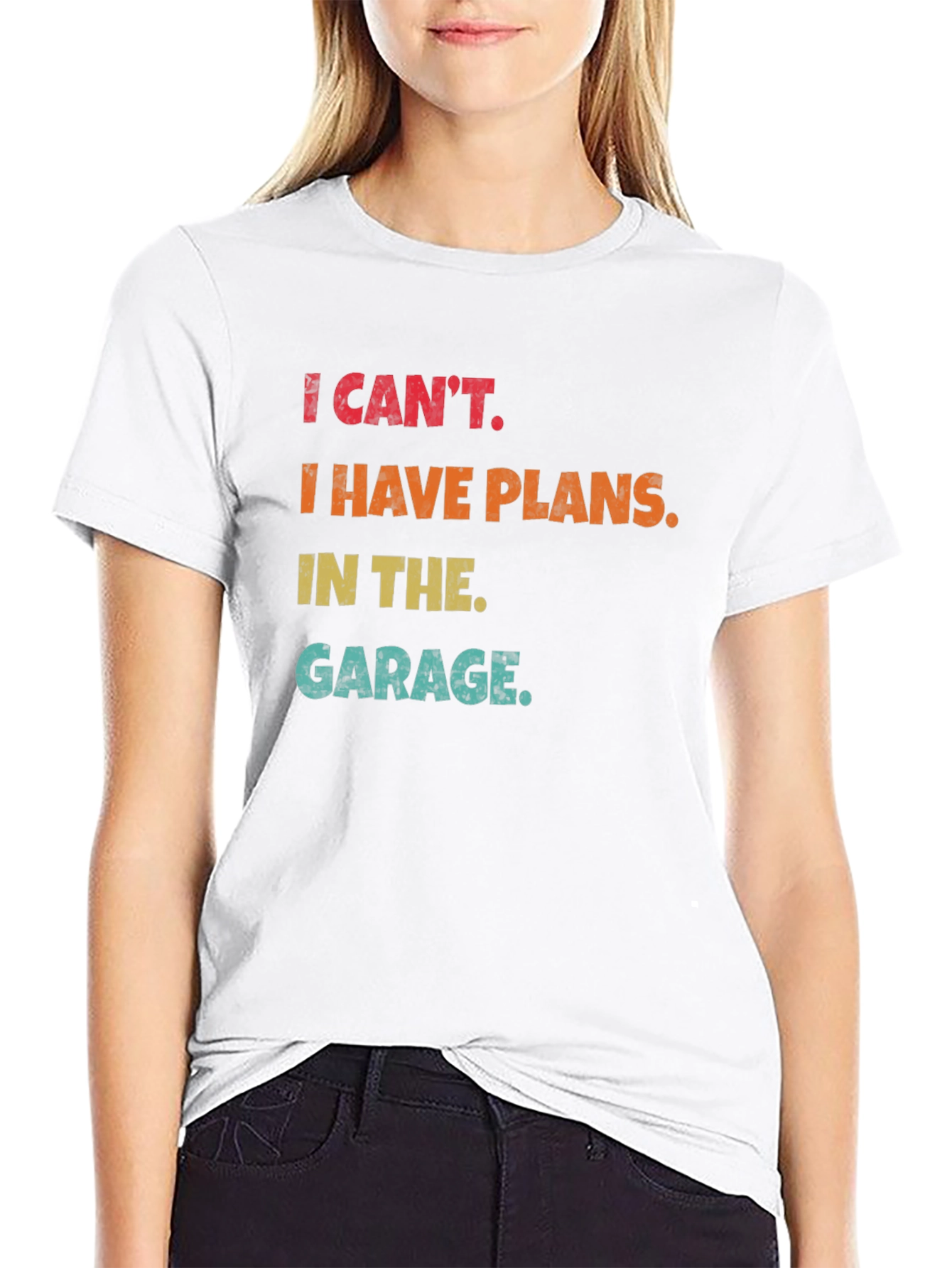 Black I Can't, Garage Plans Funny T-Shirt view 9