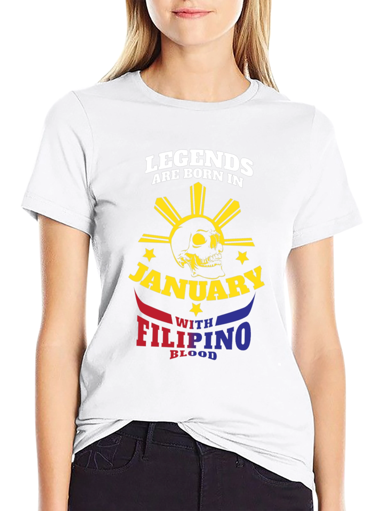 Black Legends Born in January Filipino Blood T-Shirt view 9