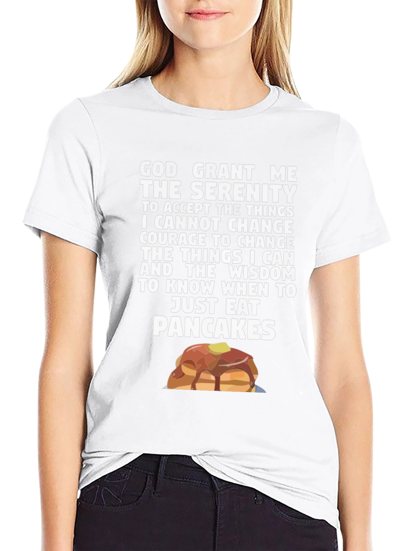 Black Serenity Pancakes T-Shirt Funny Novelty Tee view 9