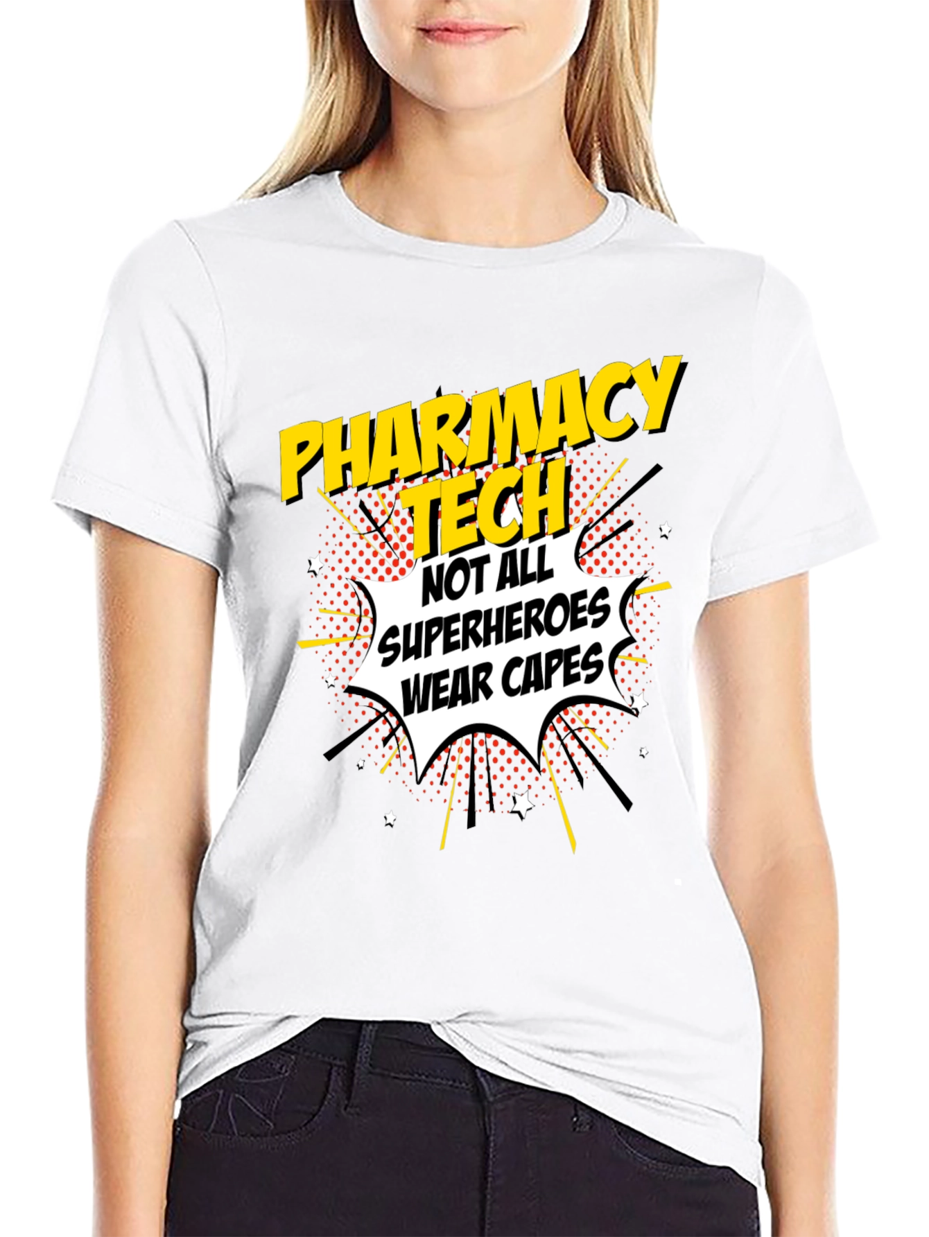 Black Pharmacy Tech Superhero Graphic T-Shirt view 9