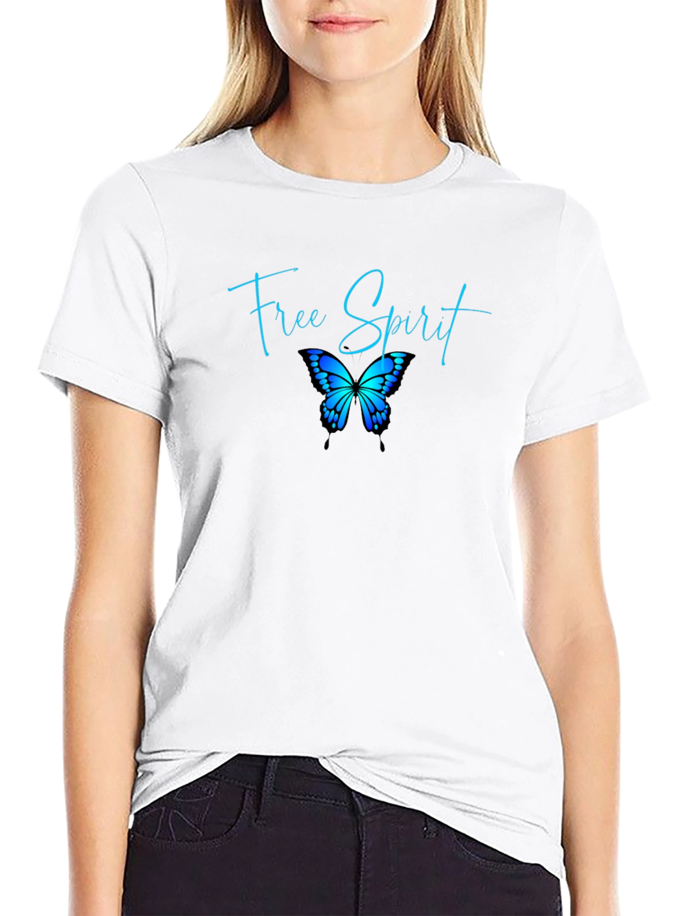 Black Free Spirit Butterfly Graphic Tee - Stylish Comfort view 9