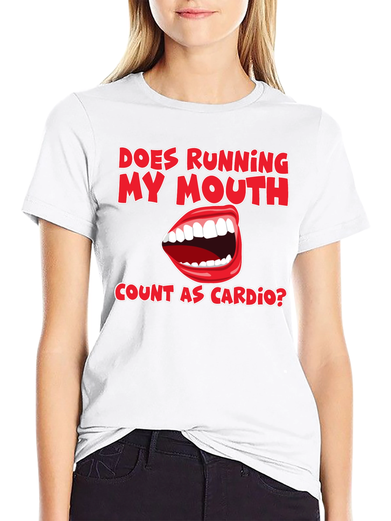 Black Funny Running My Mouth Cardio T-Shirt view 9