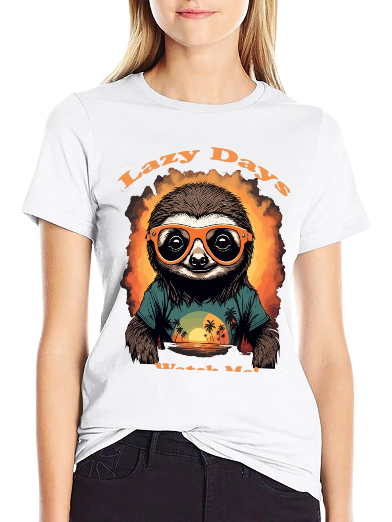 Black Lazy Days Sloth T-Shirt view 9