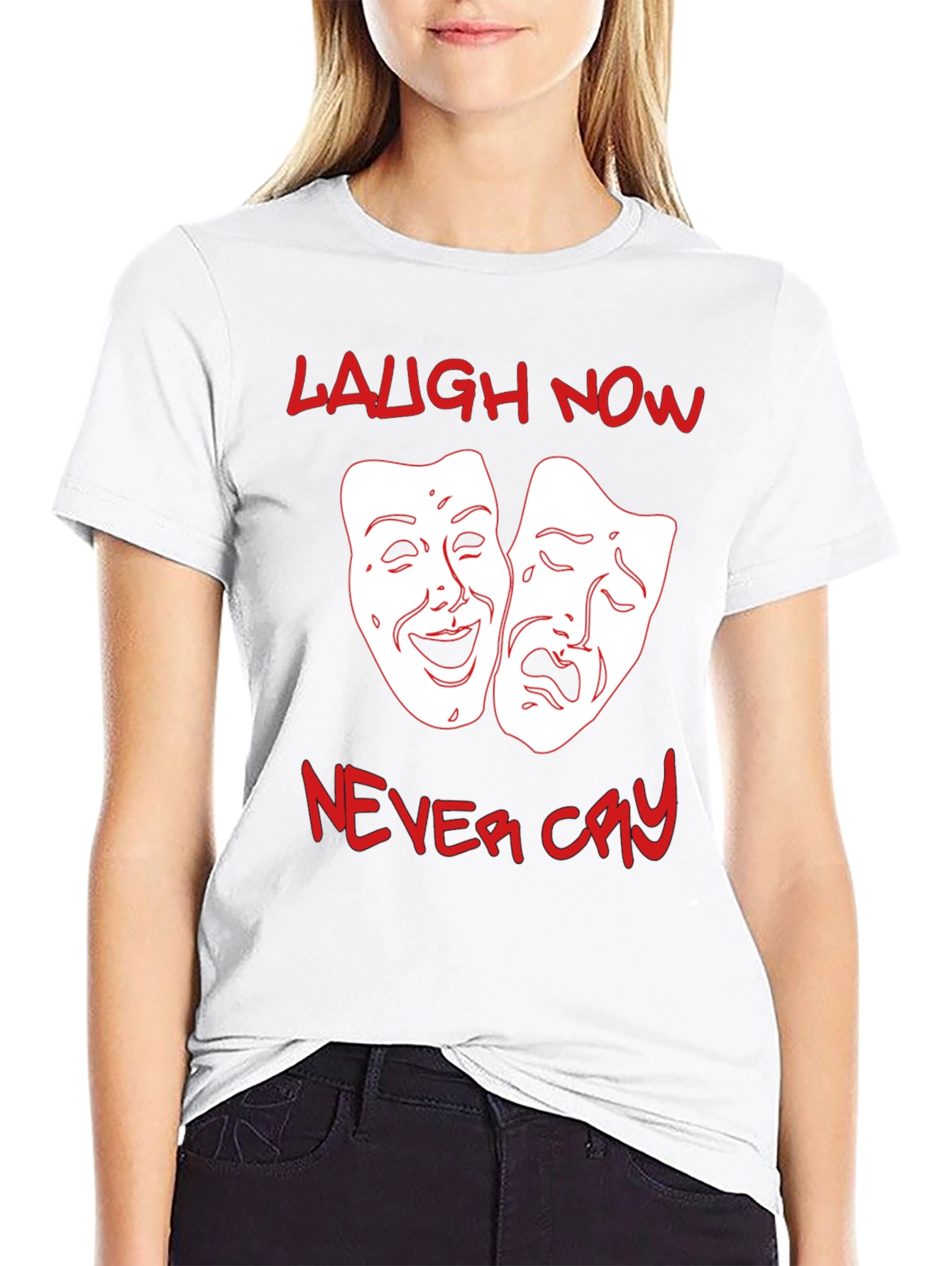 Black Laugh Now, Never Cry Graphic T-Shirt view 9