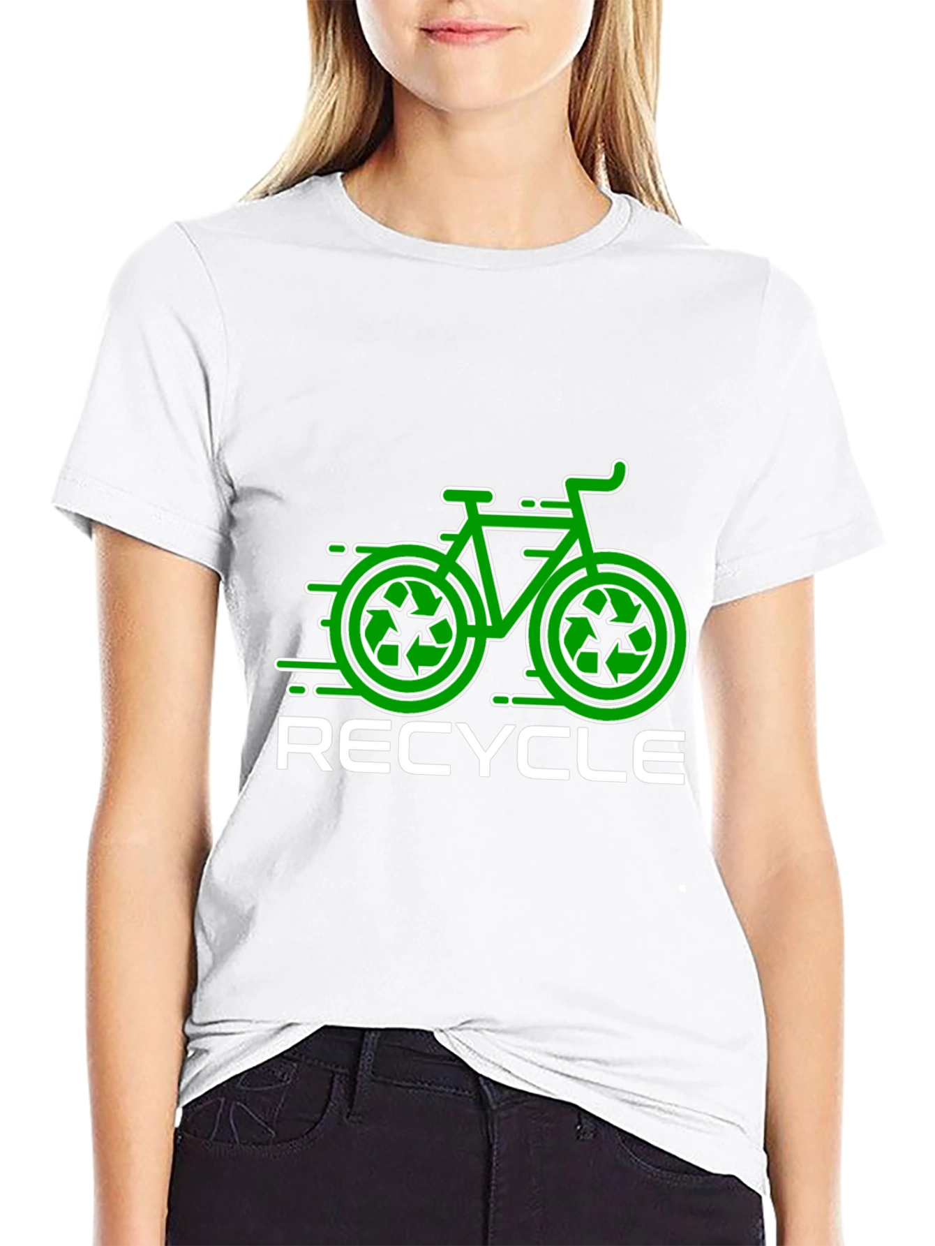 Black Recycle Bike T-Shirt - Eco-Friendly Design view 9
