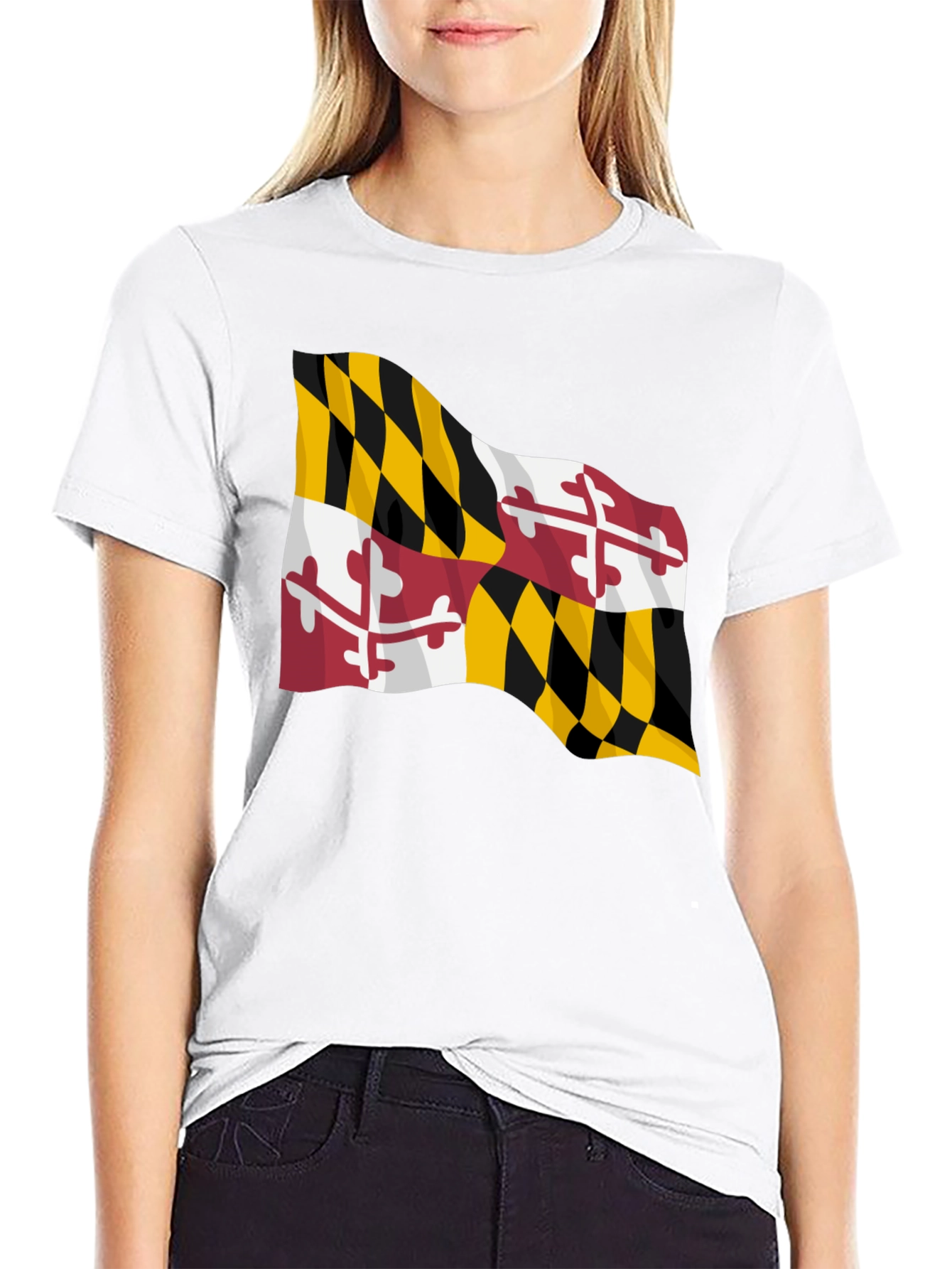 Black Maryland Flag Black T-Shirt view 9